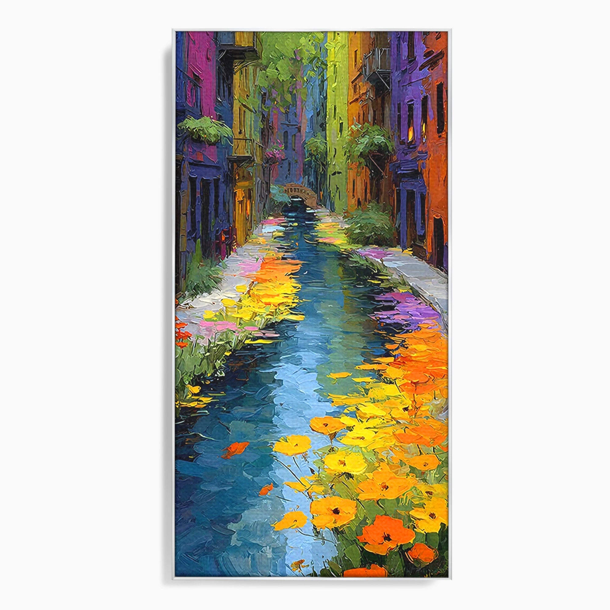 Tablou Canvas Premium LuxCanva® PI1163, Strada Colorata, Alee, Flori, Urban, Living, Peisaj, Culori Vibrante