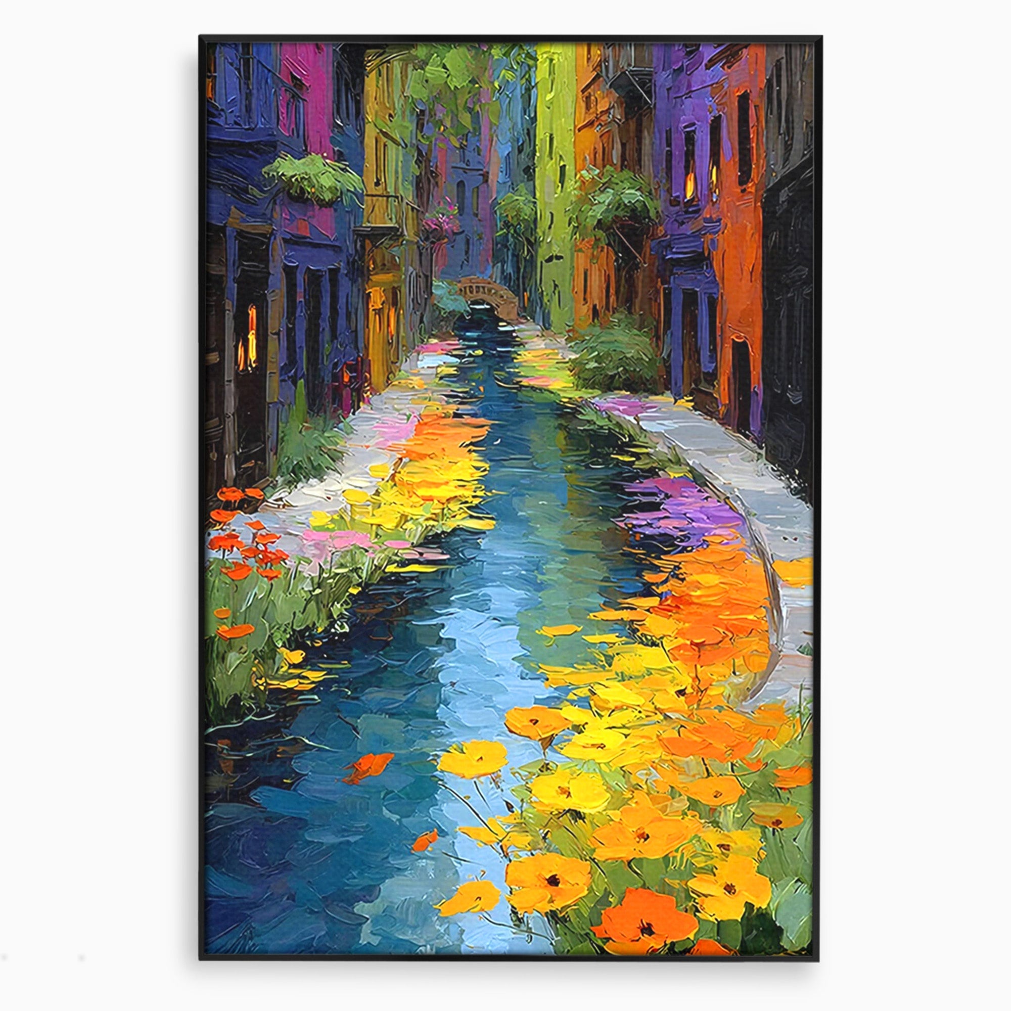 Tablou Canvas Premium LuxCanva® PI1163, Strada Colorata, Alee, Flori, Urban, Living, Peisaj, Culori Vibrante