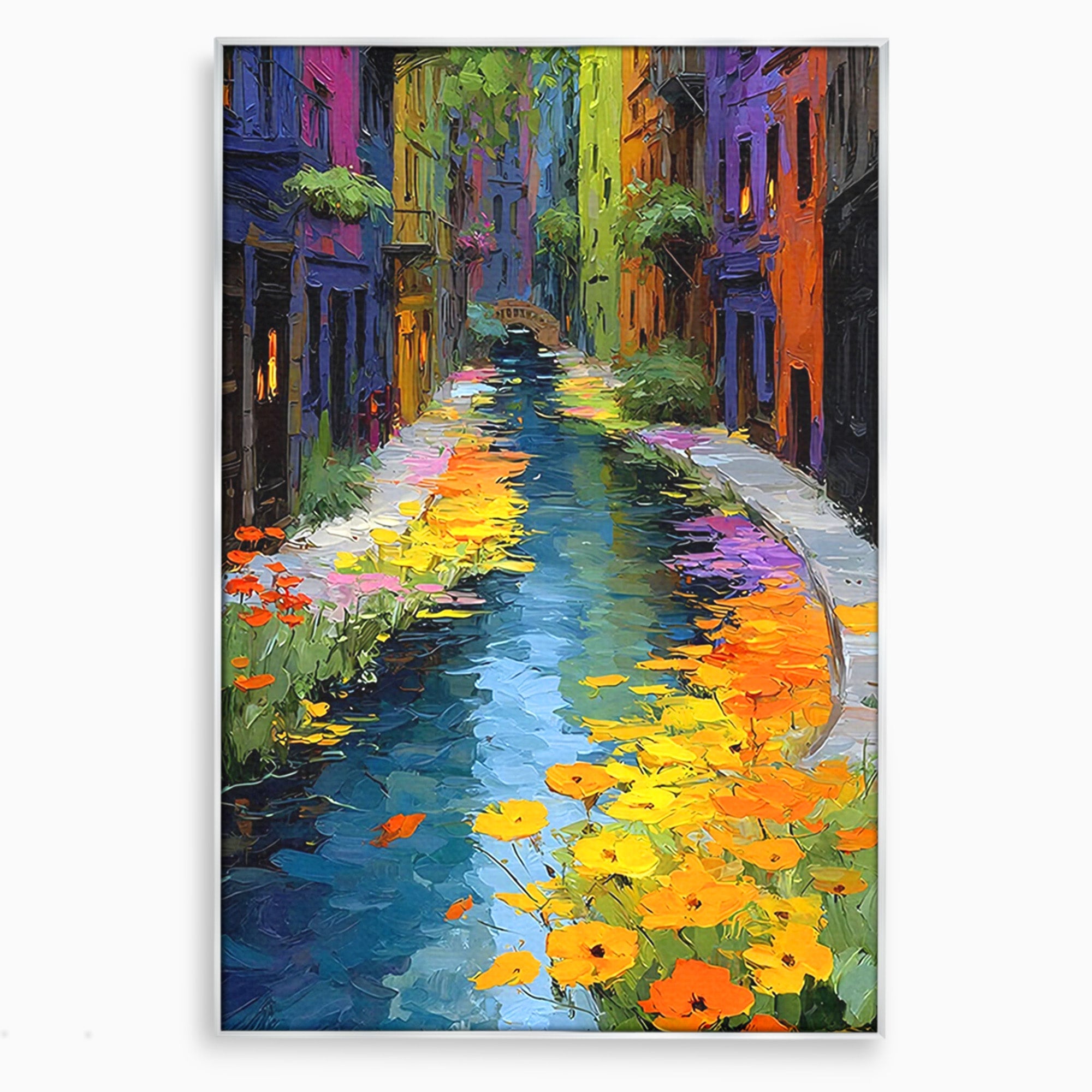 Tablou Canvas Premium LuxCanva® PI1163, Strada Colorata, Alee, Flori, Urban, Living, Peisaj, Culori Vibrante