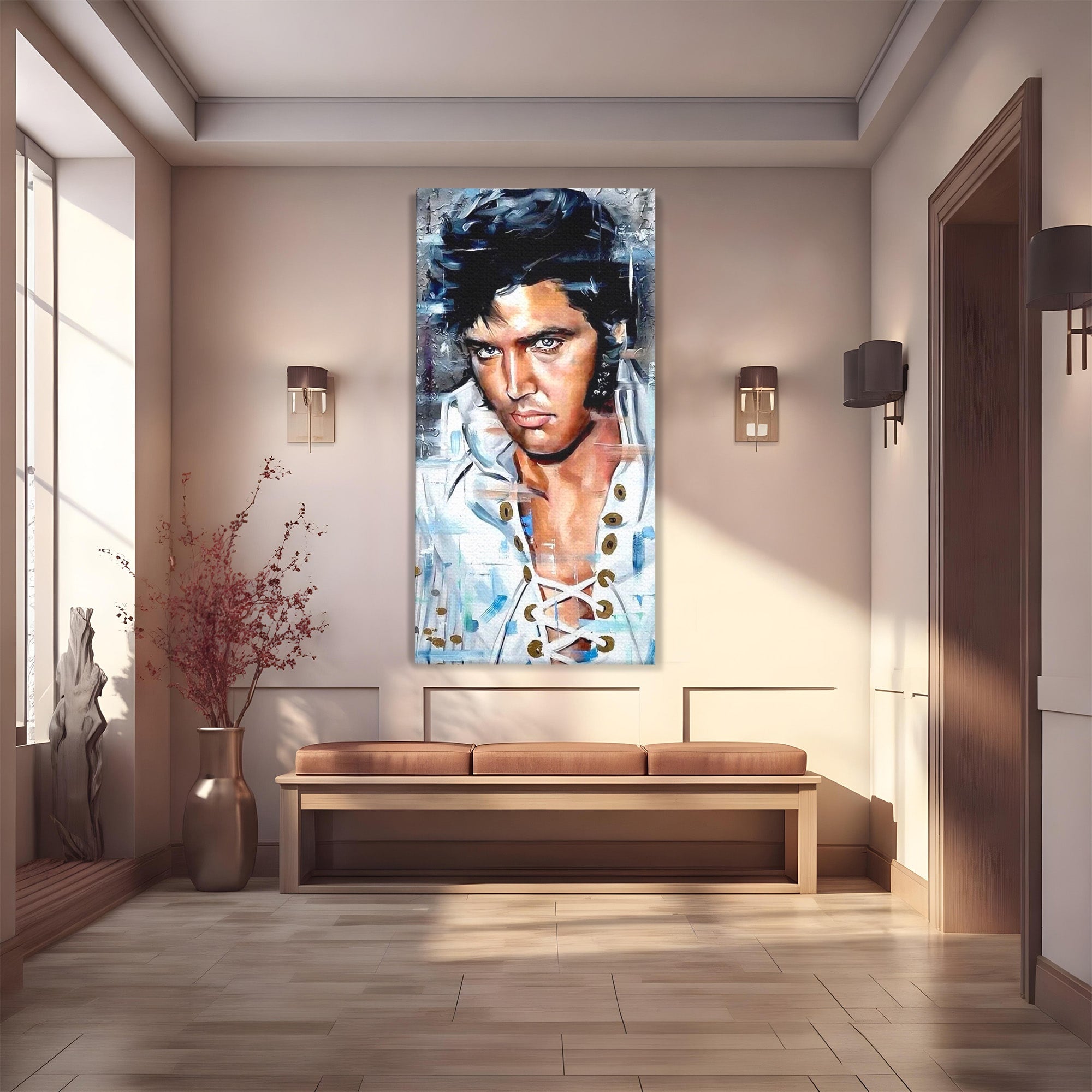 Tablou Canvas Premium LuxCanva® PI1164, Regele Rockului, Elvis Presley, Portret, Rock, Living, Idol, Culori Vibrante