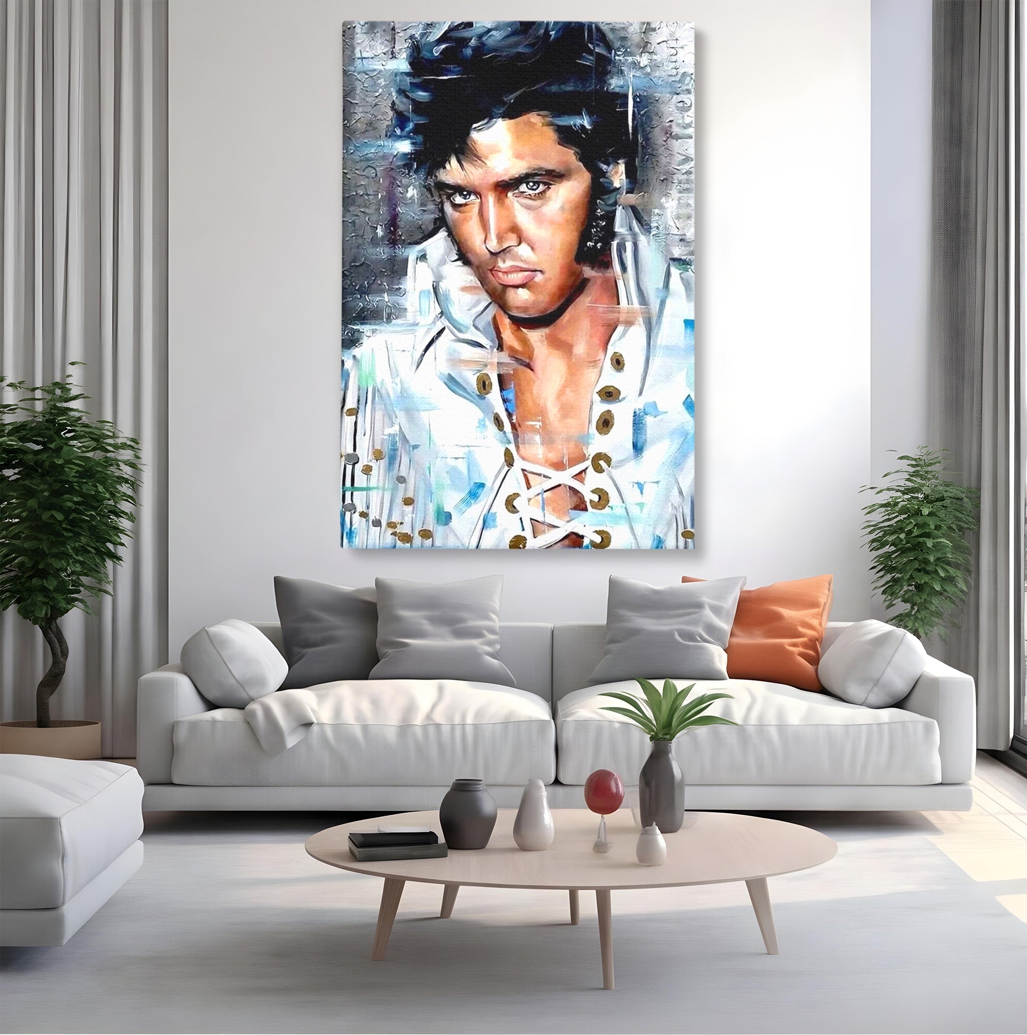 Tablou Canvas Premium LuxCanva® PI1164, Regele Rockului, Elvis Presley, Portret, Rock, Living, Idol, Culori Vibrante