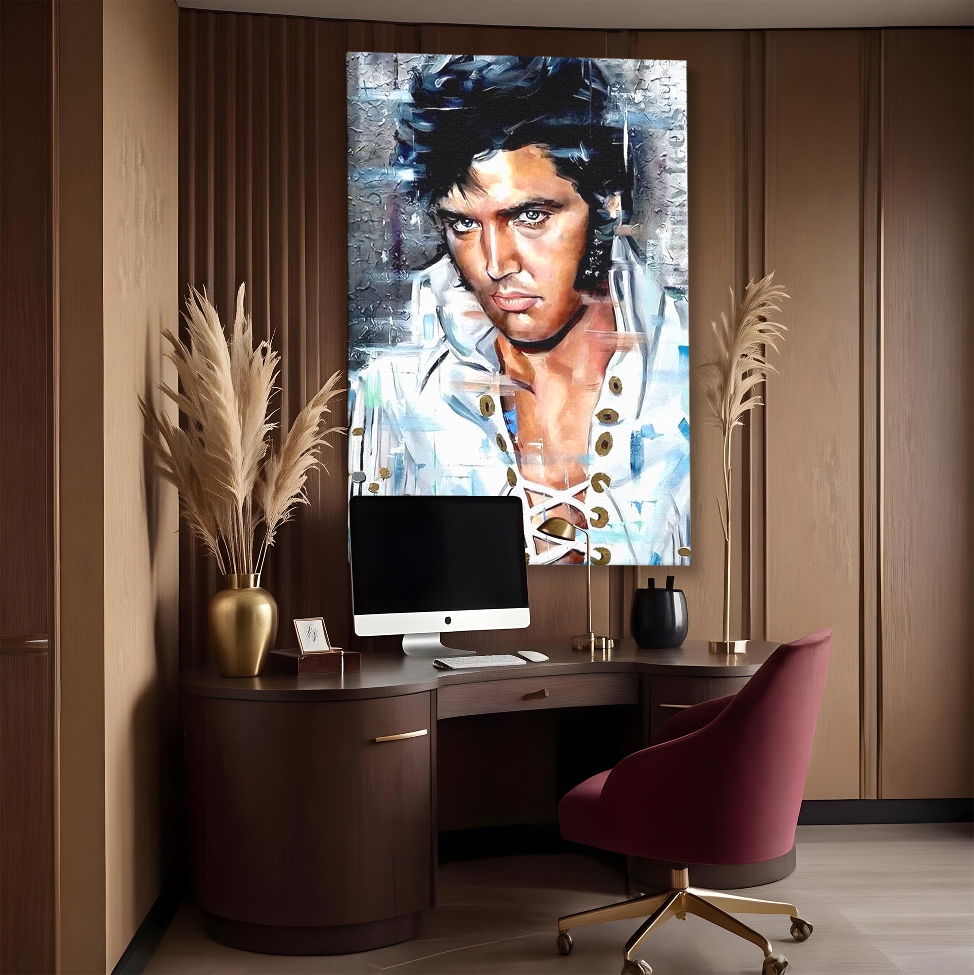 Tablou Canvas Premium LuxCanva® PI1164, Regele Rockului, Elvis Presley, Portret, Rock, Living, Idol, Culori Vibrante