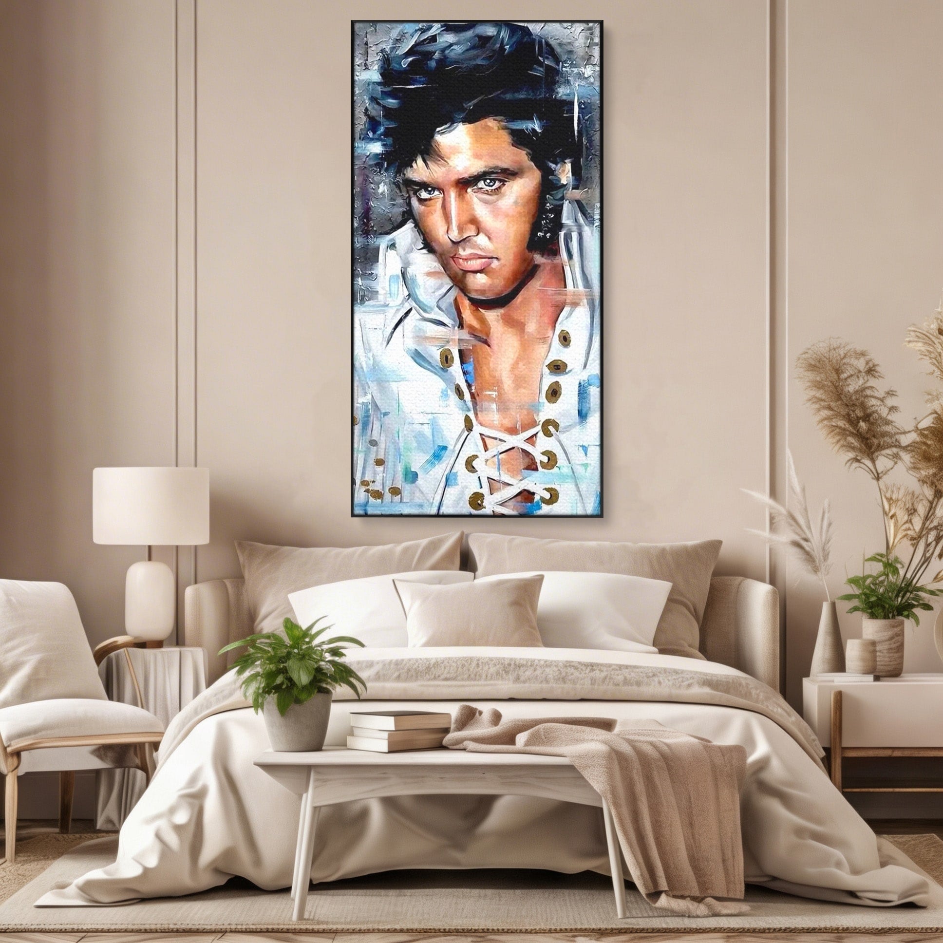 Tablou Canvas Premium LuxCanva® PI1164, Regele Rockului, Elvis Presley, Portret, Rock, Living, Idol, Culori Vibrante