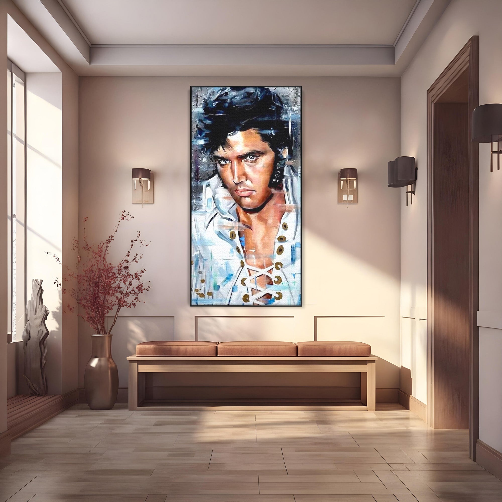 Tablou Canvas Premium LuxCanva® PI1164, Regele Rockului, Elvis Presley, Portret, Rock, Living, Idol, Culori Vibrante