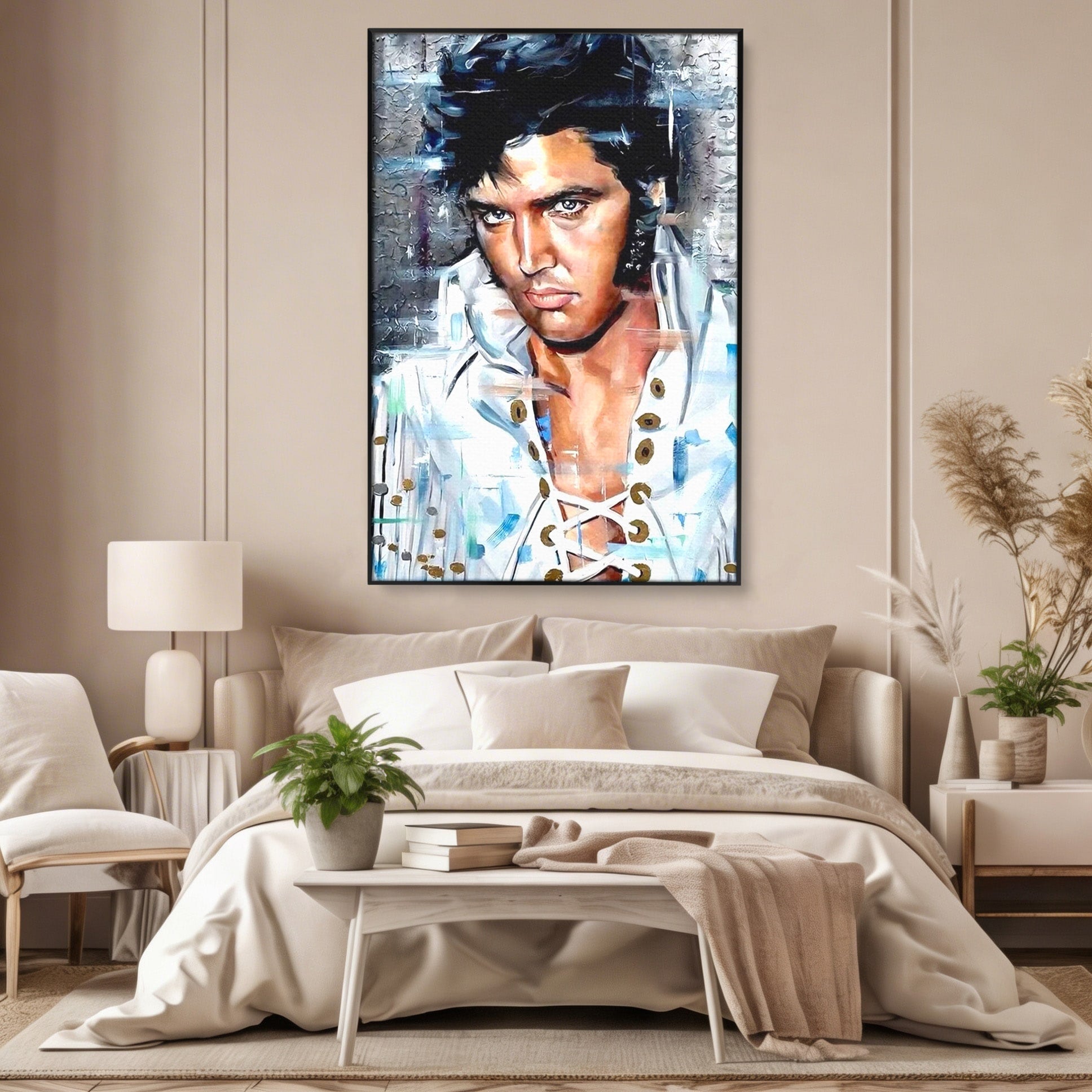 Tablou Canvas Premium LuxCanva® PI1164, Regele Rockului, Elvis Presley, Portret, Rock, Living, Idol, Culori Vibrante