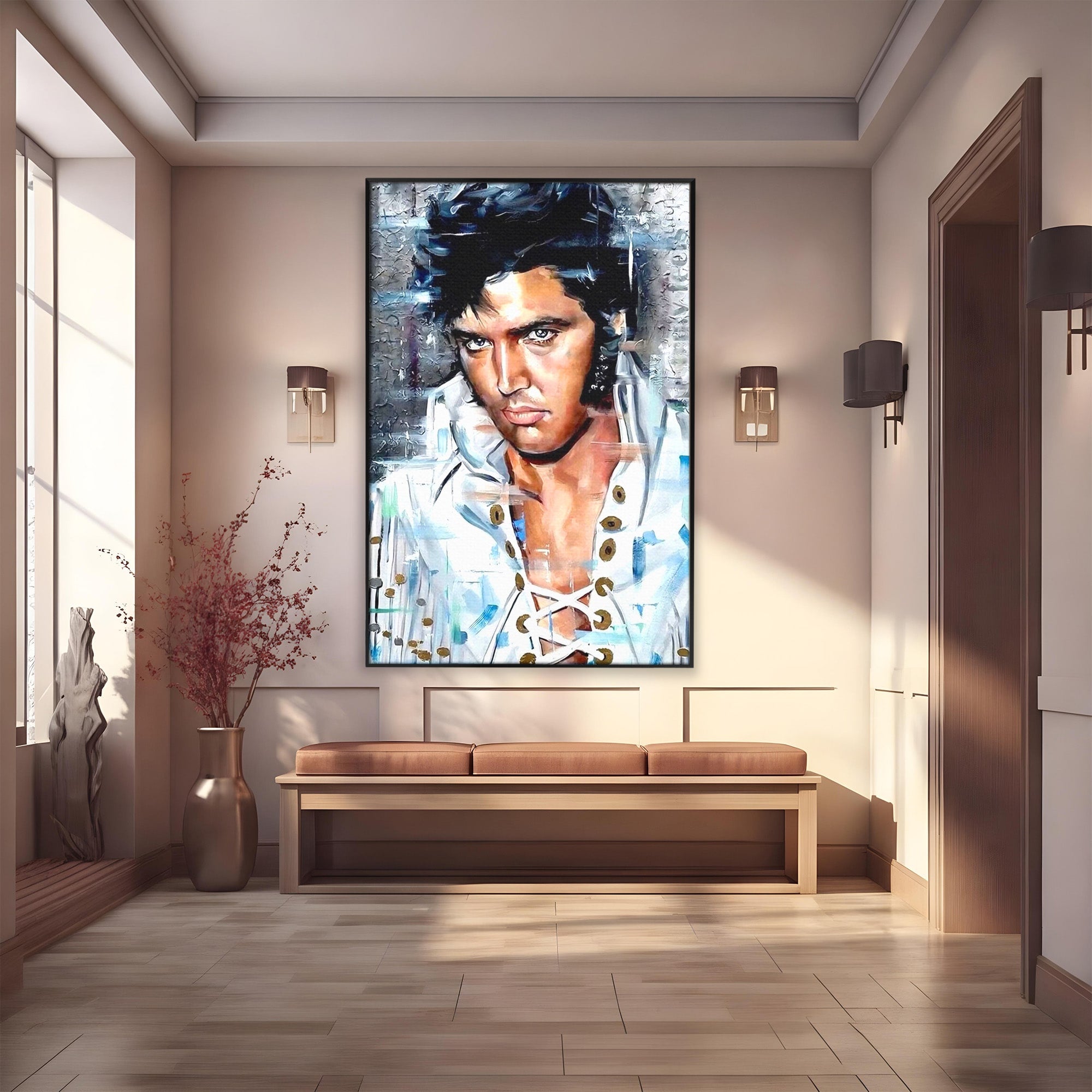 Tablou Canvas Premium LuxCanva® PI1164, Regele Rockului, Elvis Presley, Portret, Rock, Living, Idol, Culori Vibrante