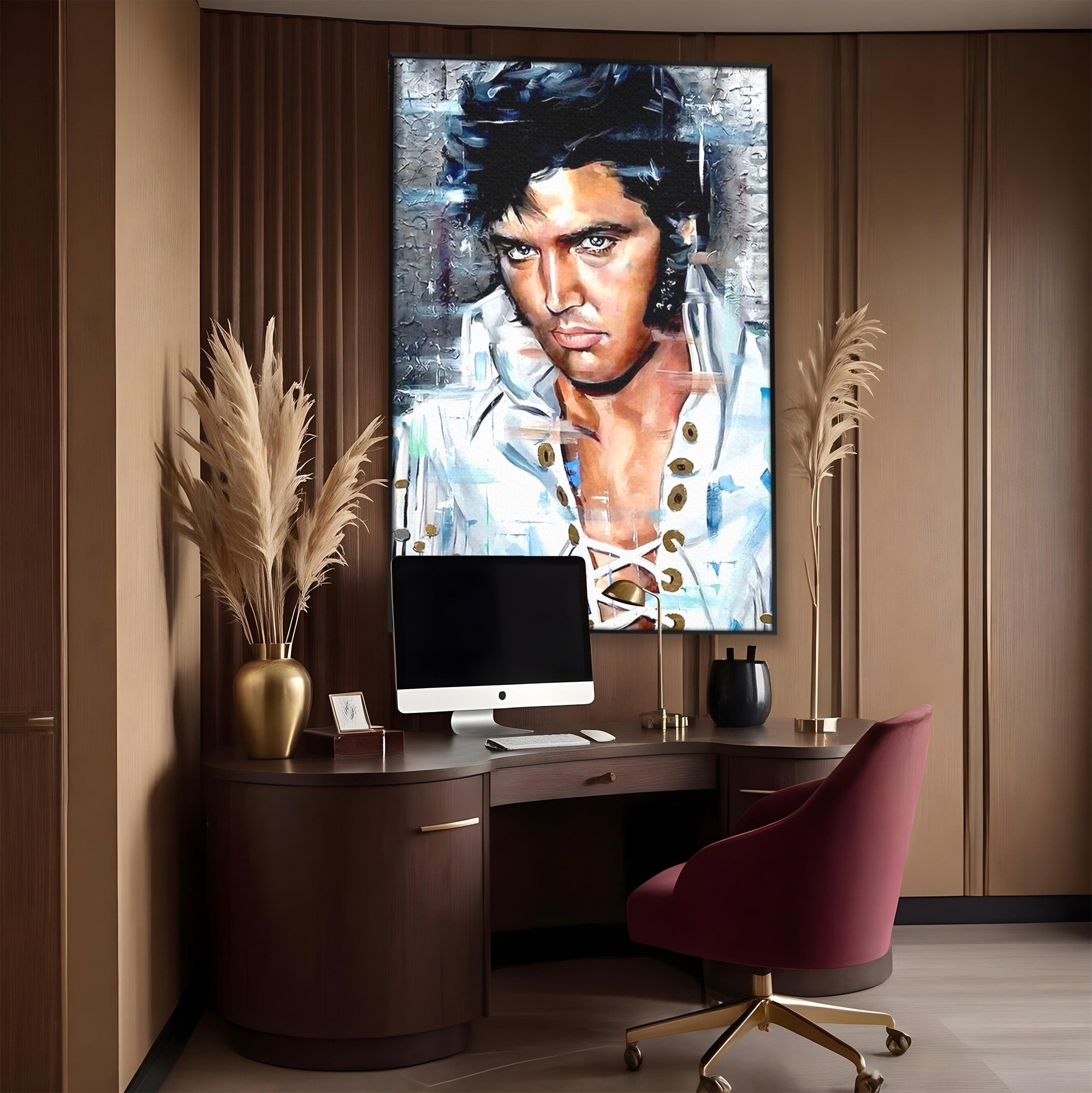 Tablou Canvas Premium LuxCanva® PI1164, Regele Rockului, Elvis Presley, Portret, Rock, Living, Idol, Culori Vibrante