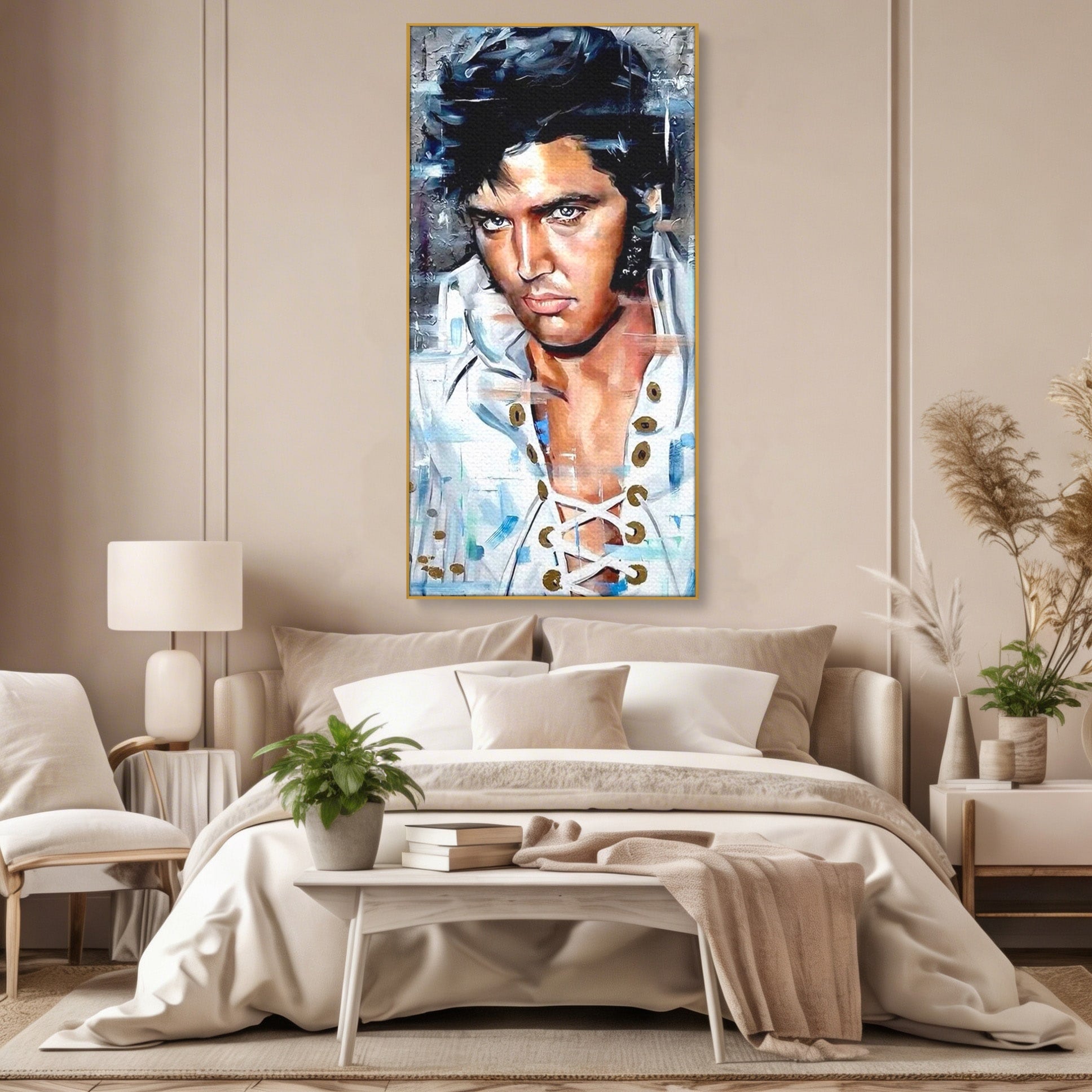 Tablou Canvas Premium LuxCanva® PI1164, Regele Rockului, Elvis Presley, Portret, Rock, Living, Idol, Culori Vibrante