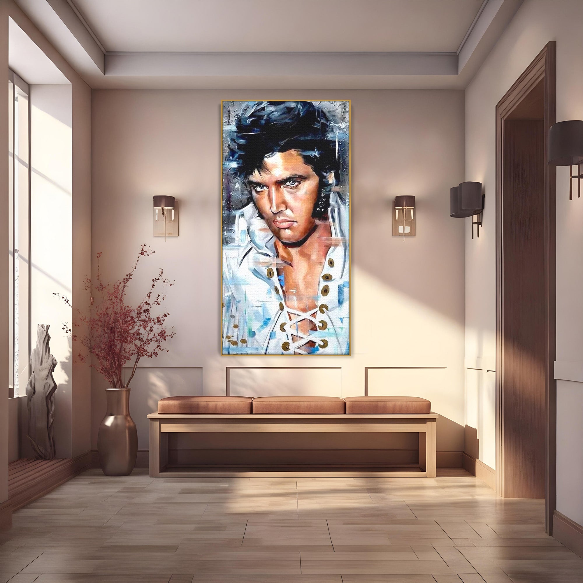Tablou Canvas Premium LuxCanva® PI1164, Regele Rockului, Elvis Presley, Portret, Rock, Living, Idol, Culori Vibrante