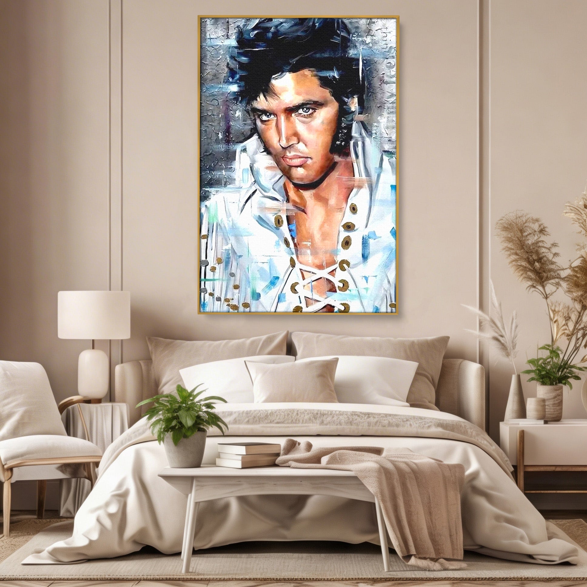 Tablou Canvas Premium LuxCanva® PI1164, Regele Rockului, Elvis Presley, Portret, Rock, Living, Idol, Culori Vibrante