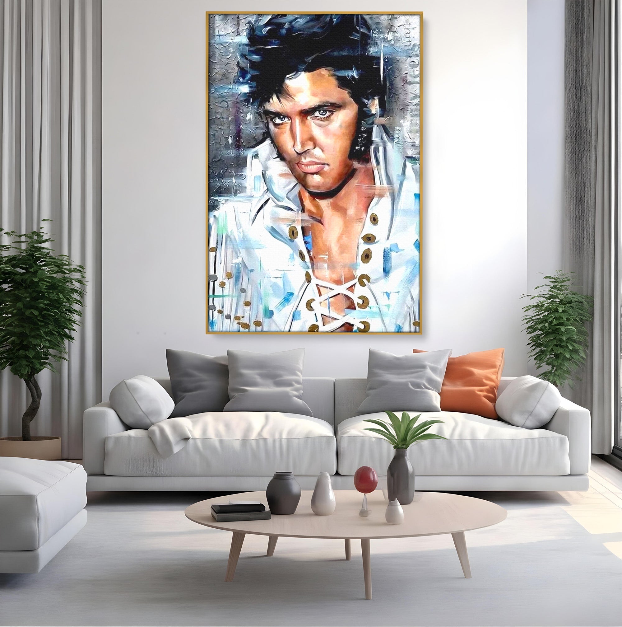 Tablou Canvas Premium LuxCanva® PI1164, Regele Rockului, Elvis Presley, Portret, Rock, Living, Idol, Culori Vibrante
