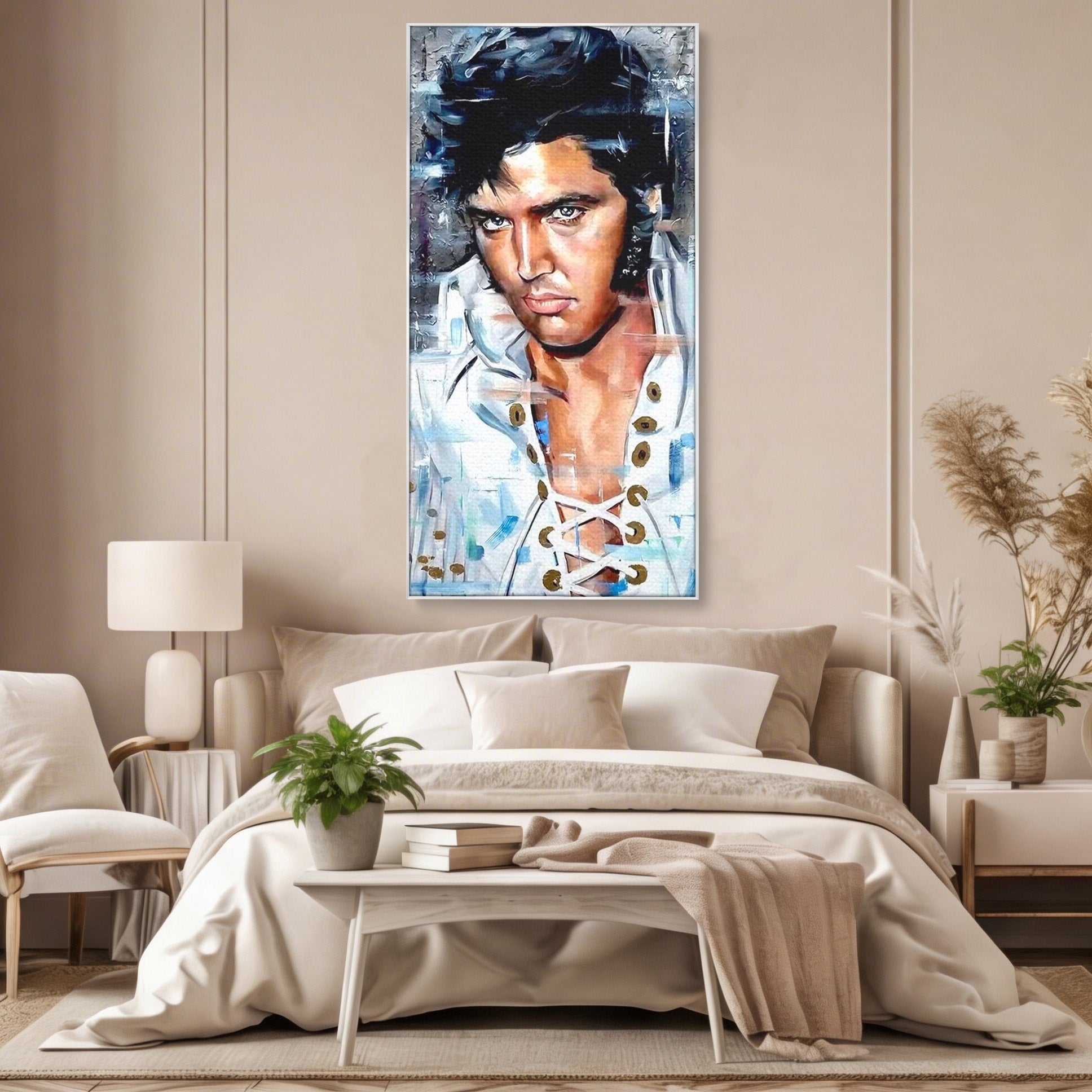 Tablou Canvas Premium LuxCanva® PI1164, Regele Rockului, Elvis Presley, Portret, Rock, Living, Idol, Culori Vibrante