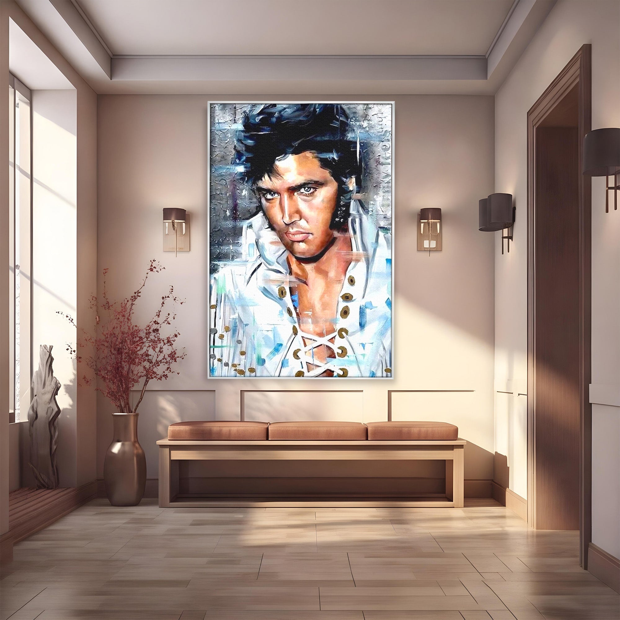 Tablou Canvas Premium LuxCanva® PI1164, Regele Rockului, Elvis Presley, Portret, Rock, Living, Idol, Culori Vibrante