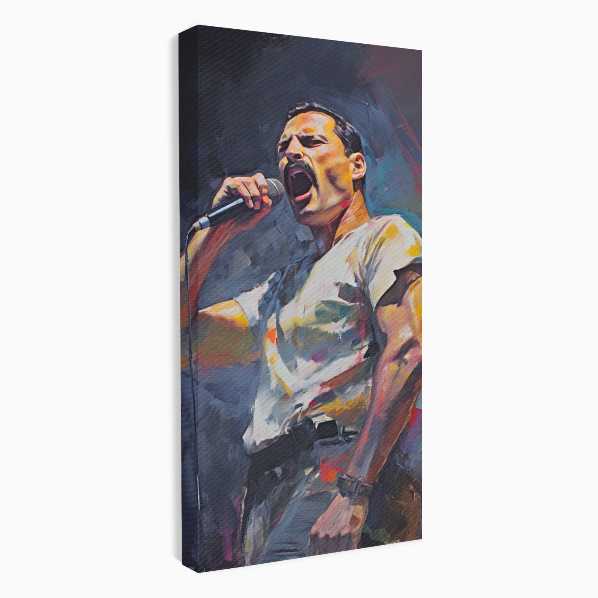 Tablou Canvas Premium LuxCanva® PI1165, Legenda Continua, Cantaret, Freddie Mercury, Muzica, Performanta, Pasiune, Living, Culori Vibrante