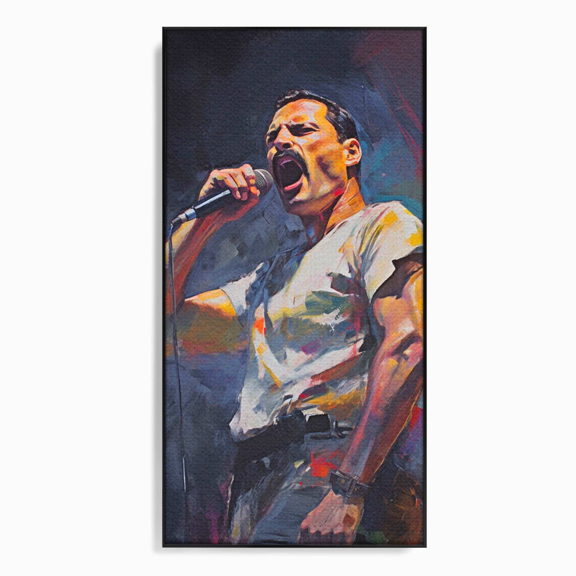 Tablou Canvas Premium LuxCanva® PI1165, Legenda Continua, Cantaret, Freddie Mercury, Muzica, Performanta, Pasiune, Living, Culori Vibrante