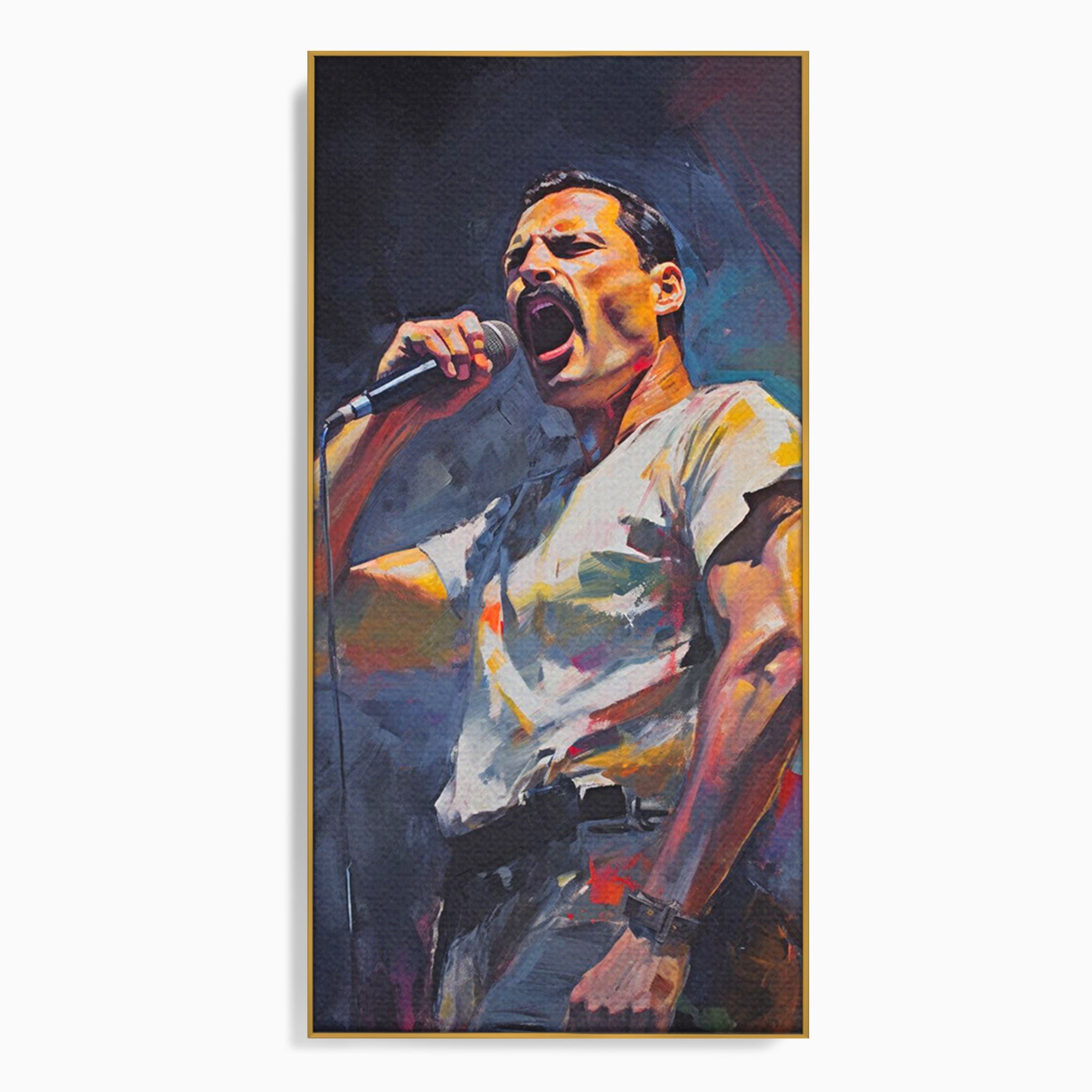 Tablou Canvas Premium LuxCanva® PI1165, Legenda Continua, Cantaret, Freddie Mercury, Muzica, Performanta, Pasiune, Living, Culori Vibrante