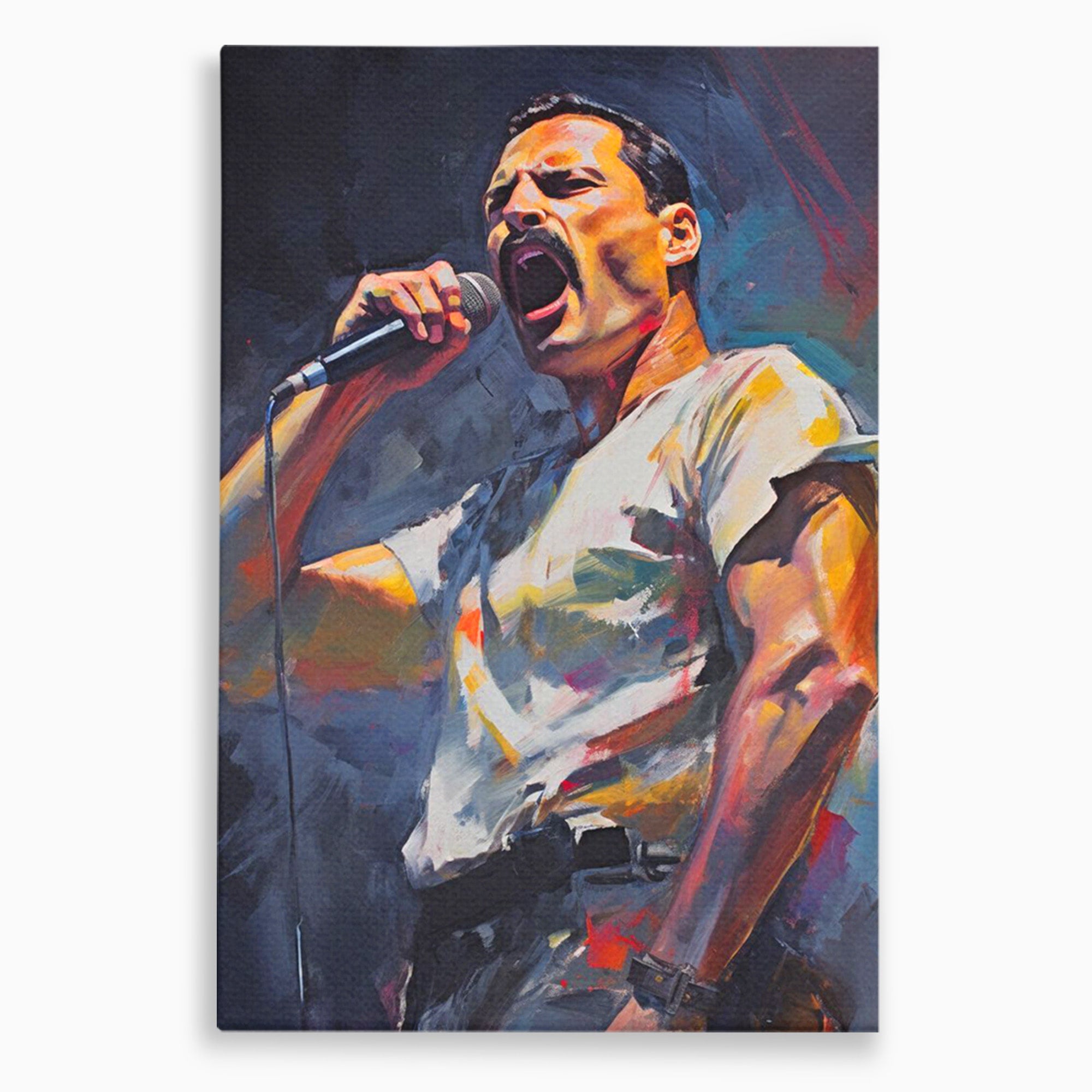 Tablou Canvas Premium LuxCanva® PI1165, Legenda Continua, Cantaret, Freddie Mercury, Muzica, Performanta, Pasiune, Living, Culori Vibrante