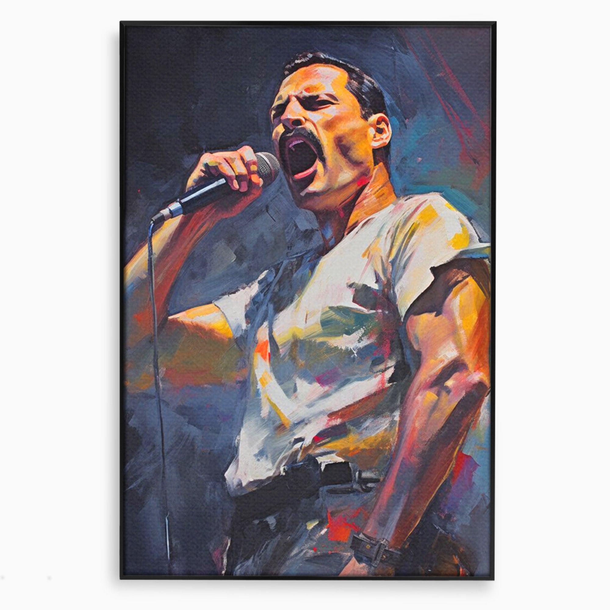 Tablou Canvas Premium LuxCanva® PI1165, Legenda Continua, Cantaret, Freddie Mercury, Muzica, Performanta, Pasiune, Living, Culori Vibrante