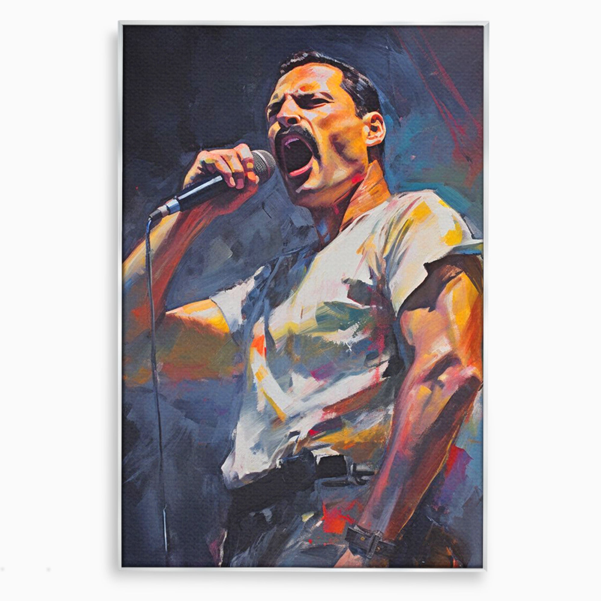 Tablou Canvas Premium LuxCanva® PI1165, Legenda Continua, Cantaret, Freddie Mercury, Muzica, Performanta, Pasiune, Living, Culori Vibrante