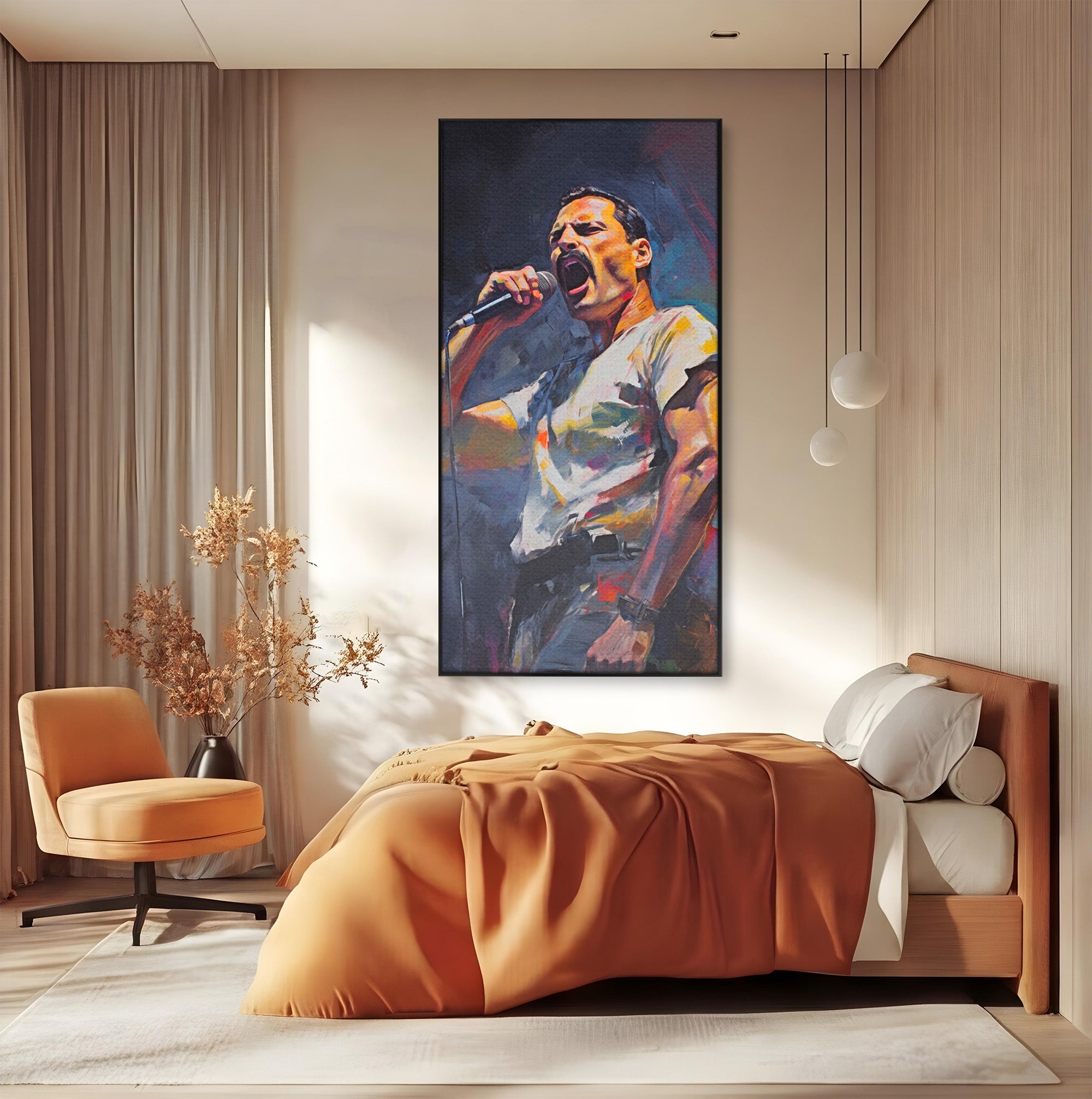 Tablou Canvas Premium LuxCanva® PI1165, Legenda Continua, Cantaret, Freddie Mercury, Muzica, Performanta, Pasiune, Living, Culori Vibrante