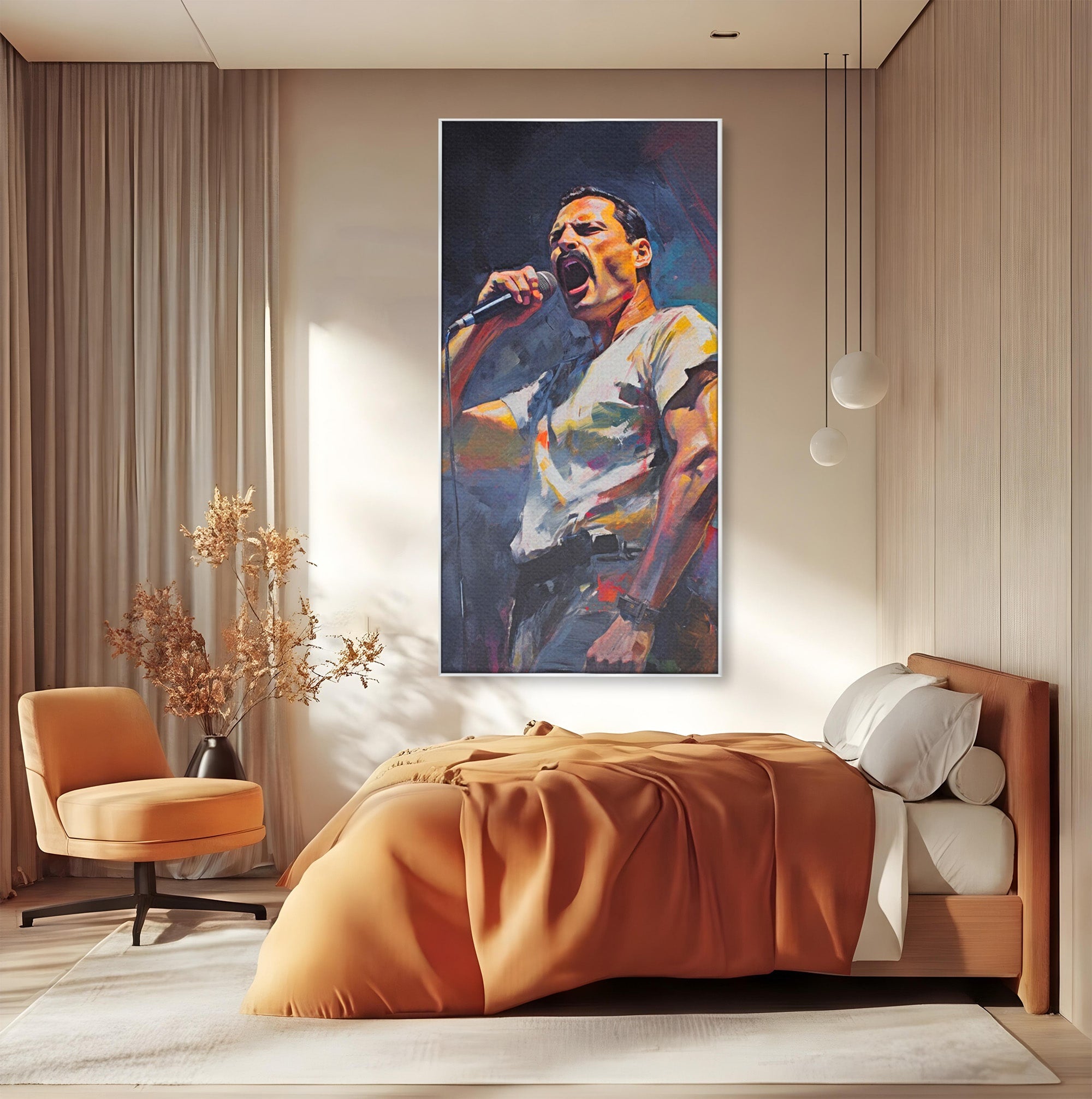 Tablou Canvas Premium LuxCanva® PI1165, Legenda Continua, Cantaret, Freddie Mercury, Muzica, Performanta, Pasiune, Living, Culori Vibrante