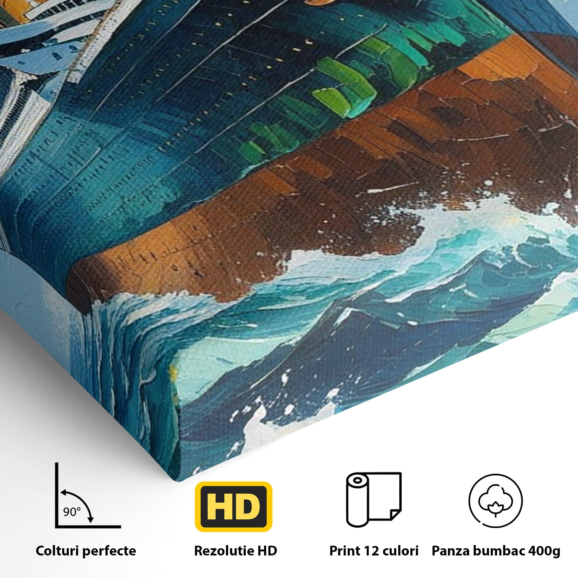 Tablou Canvas Premium LuxCanva® PI1168, Vasul De Pe Mare, Valuri, Ocean, Peisaj Marin, Calatorie, Living, Birou, Culori Vibrante