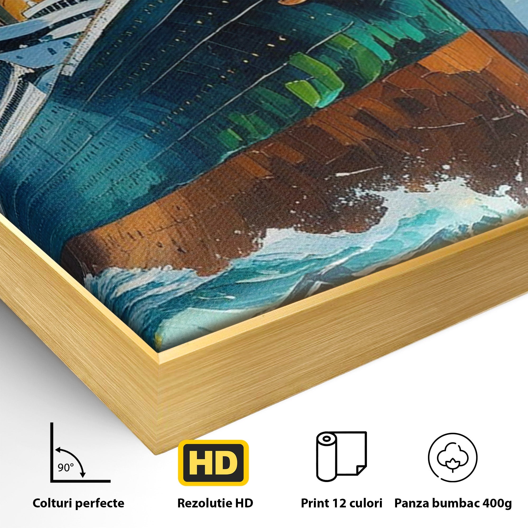 Tablou Canvas Premium LuxCanva® PI1168, Vasul De Pe Mare, Valuri, Ocean, Peisaj Marin, Calatorie, Living, Birou, Culori Vibrante