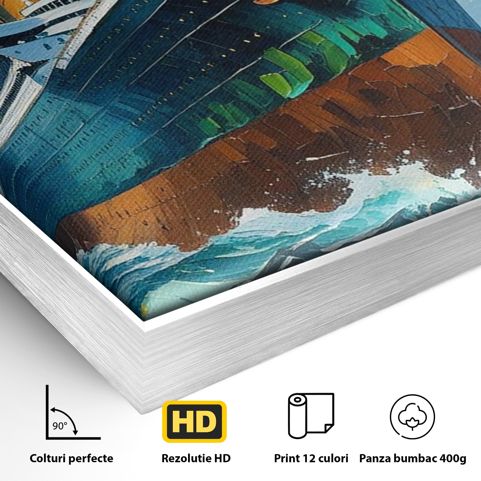 Tablou Canvas Premium LuxCanva® PI1168, Vasul De Pe Mare, Valuri, Ocean, Peisaj Marin, Calatorie, Living, Birou, Culori Vibrante