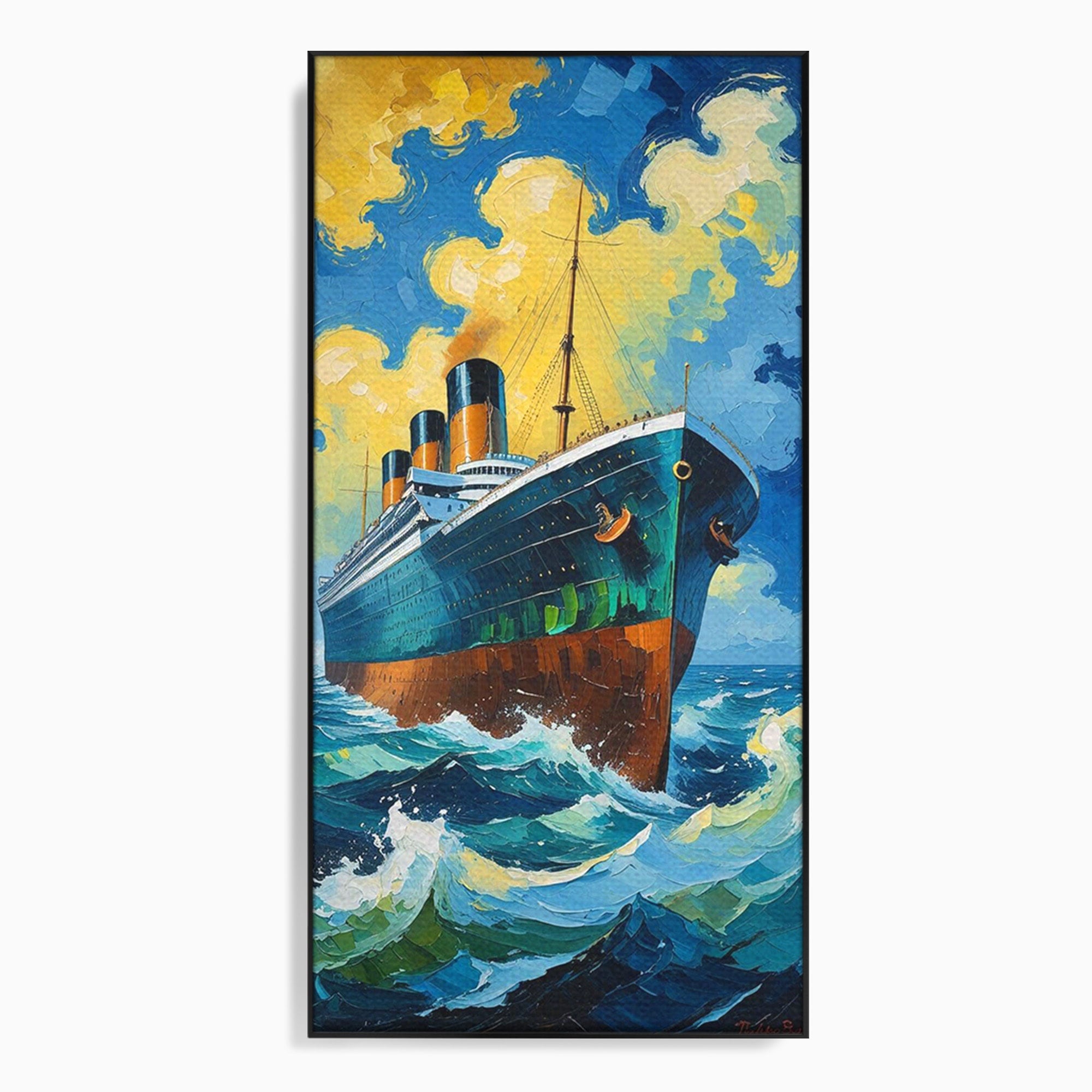 Tablou Canvas Premium LuxCanva® PI1168, Vasul De Pe Mare, Valuri, Ocean, Peisaj Marin, Calatorie, Living, Birou, Culori Vibrante