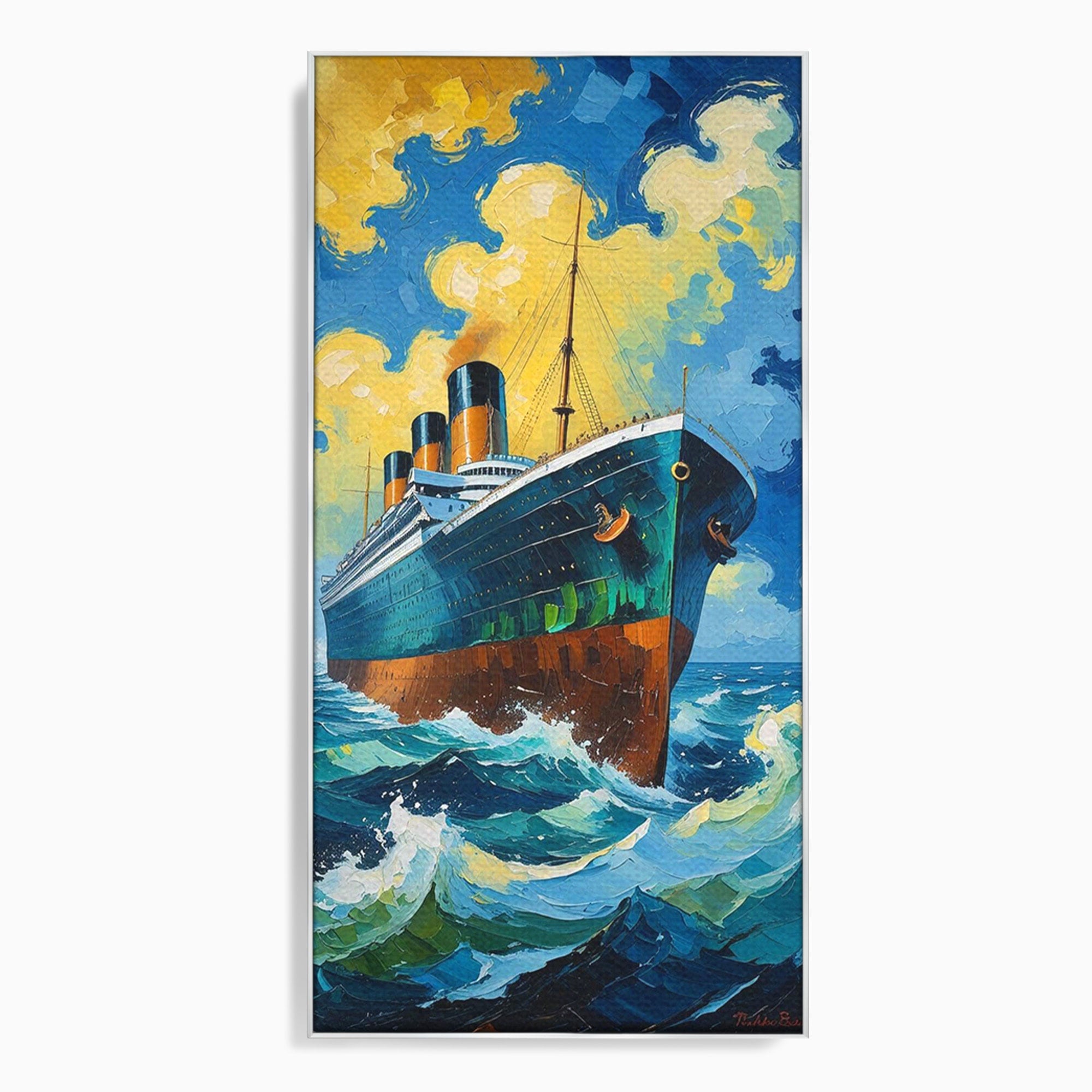 Tablou Canvas Premium LuxCanva® PI1168, Vasul De Pe Mare, Valuri, Ocean, Peisaj Marin, Calatorie, Living, Birou, Culori Vibrante