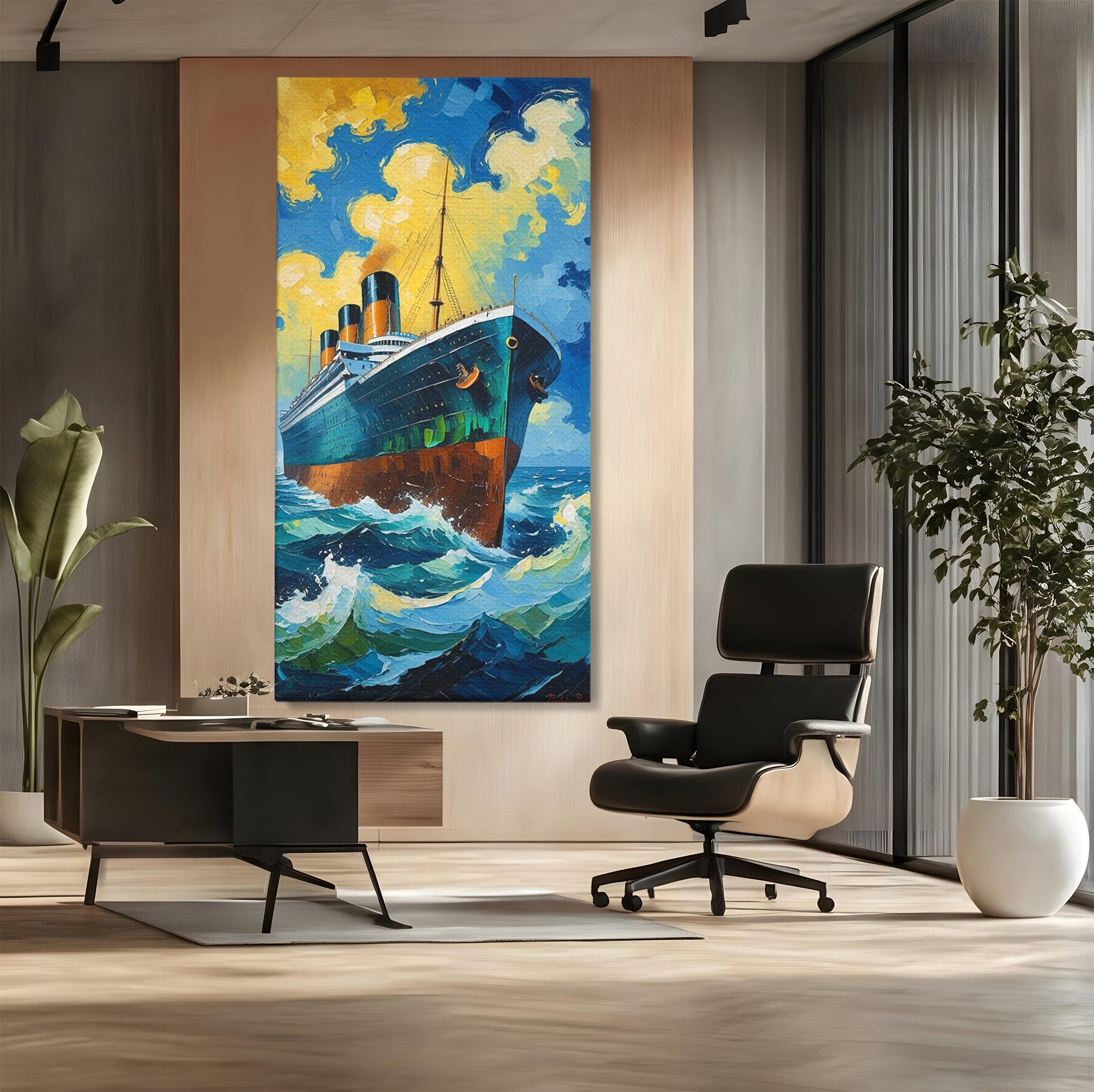 Tablou Canvas Premium LuxCanva® PI1168, Vasul De Pe Mare, Valuri, Ocean, Peisaj Marin, Calatorie, Living, Birou, Culori Vibrante