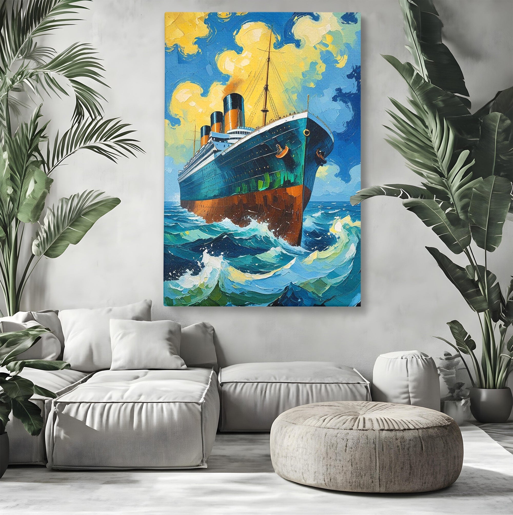 Tablou Canvas Premium LuxCanva® PI1168, Vasul De Pe Mare, Valuri, Ocean, Peisaj Marin, Calatorie, Living, Birou, Culori Vibrante