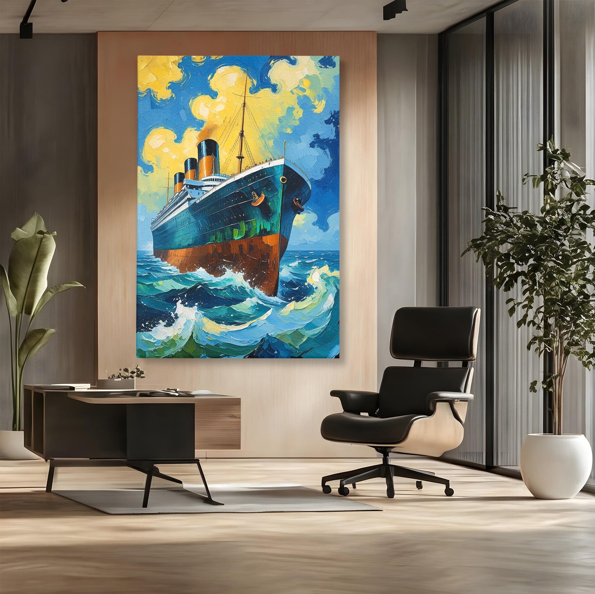Tablou Canvas Premium LuxCanva® PI1168, Vasul De Pe Mare, Valuri, Ocean, Peisaj Marin, Calatorie, Living, Birou, Culori Vibrante