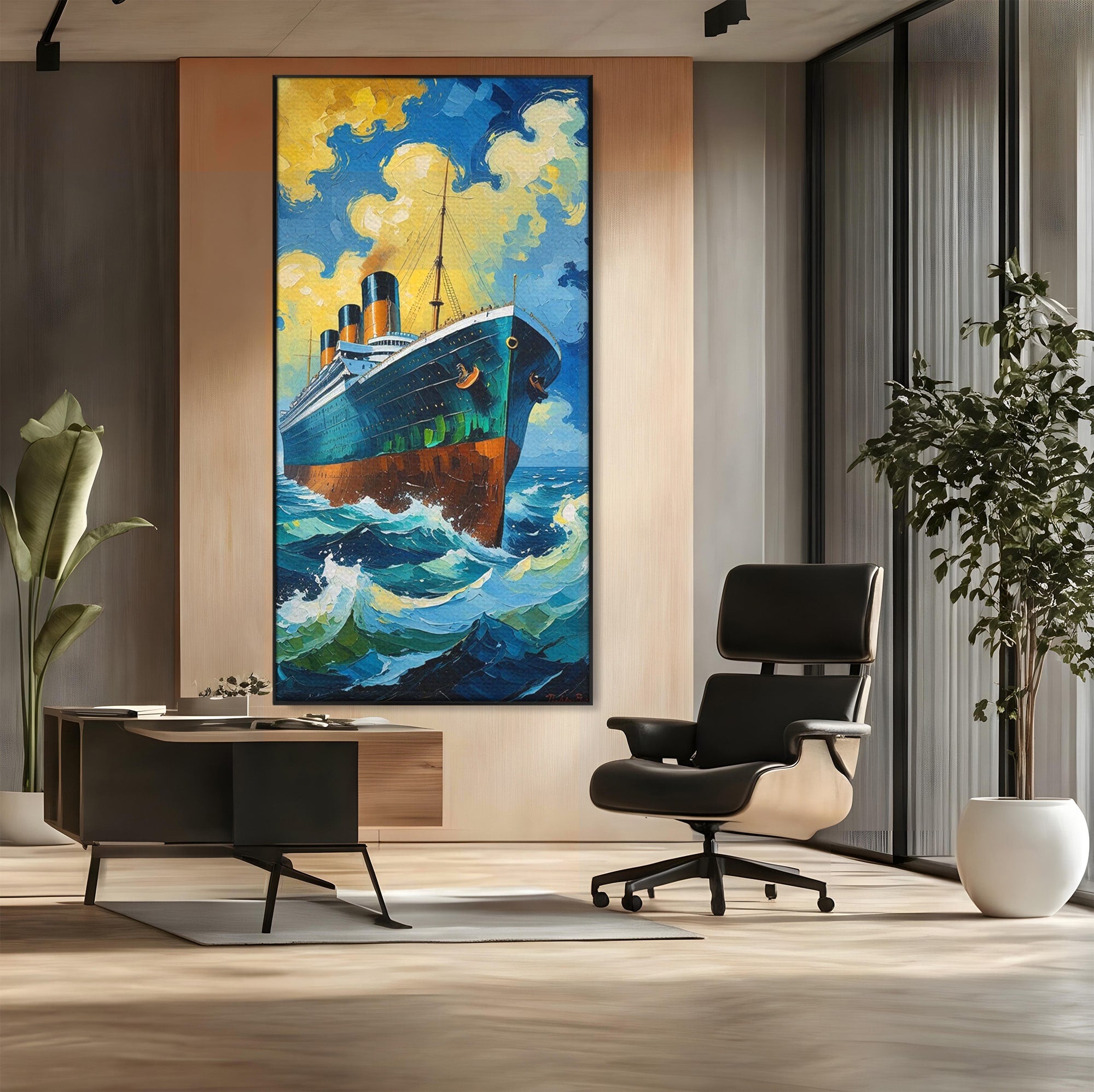 Tablou Canvas Premium LuxCanva® PI1168, Vasul De Pe Mare, Valuri, Ocean, Peisaj Marin, Calatorie, Living, Birou, Culori Vibrante