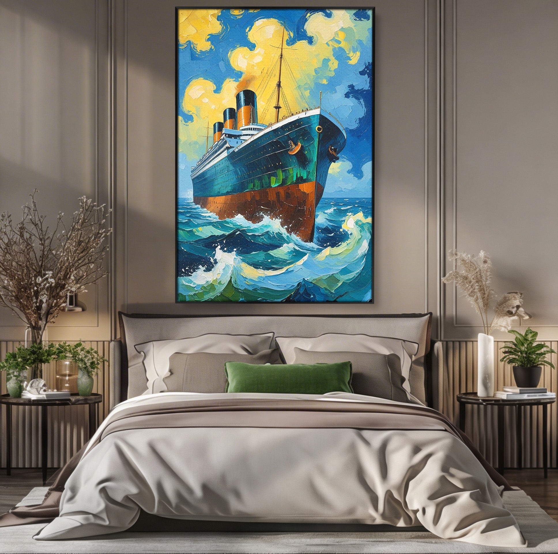 Tablou Canvas Premium LuxCanva® PI1168, Vasul De Pe Mare, Valuri, Ocean, Peisaj Marin, Calatorie, Living, Birou, Culori Vibrante