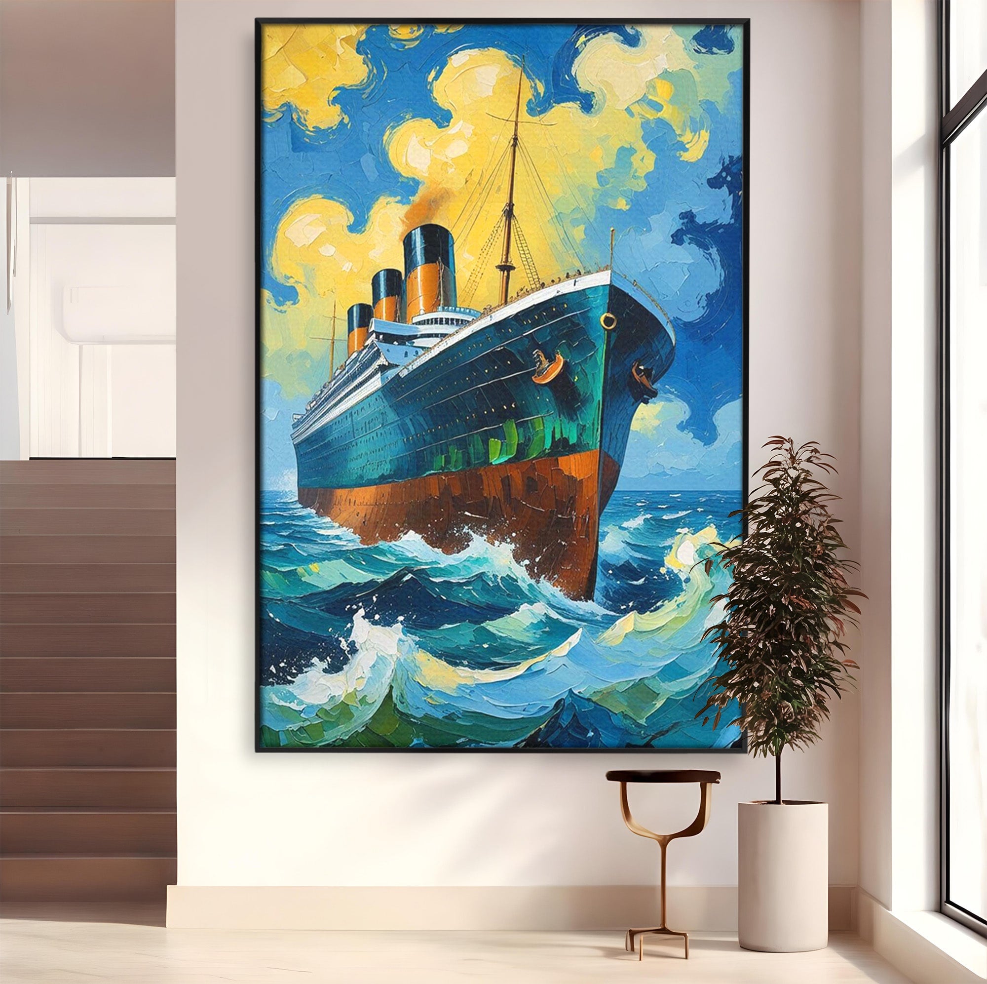 Tablou Canvas Premium LuxCanva® PI1168, Vasul De Pe Mare, Valuri, Ocean, Peisaj Marin, Calatorie, Living, Birou, Culori Vibrante