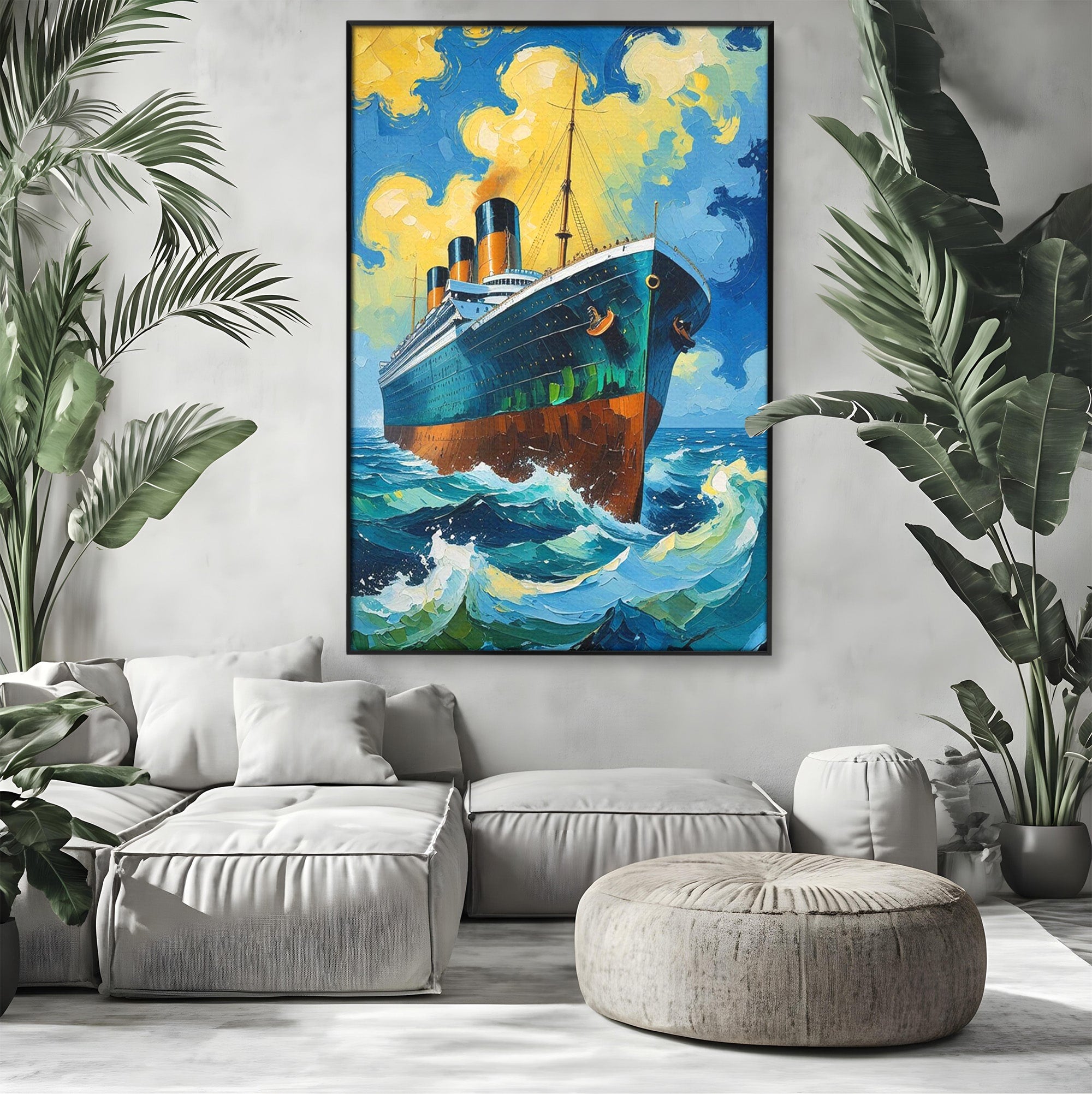 Tablou Canvas Premium LuxCanva® PI1168, Vasul De Pe Mare, Valuri, Ocean, Peisaj Marin, Calatorie, Living, Birou, Culori Vibrante