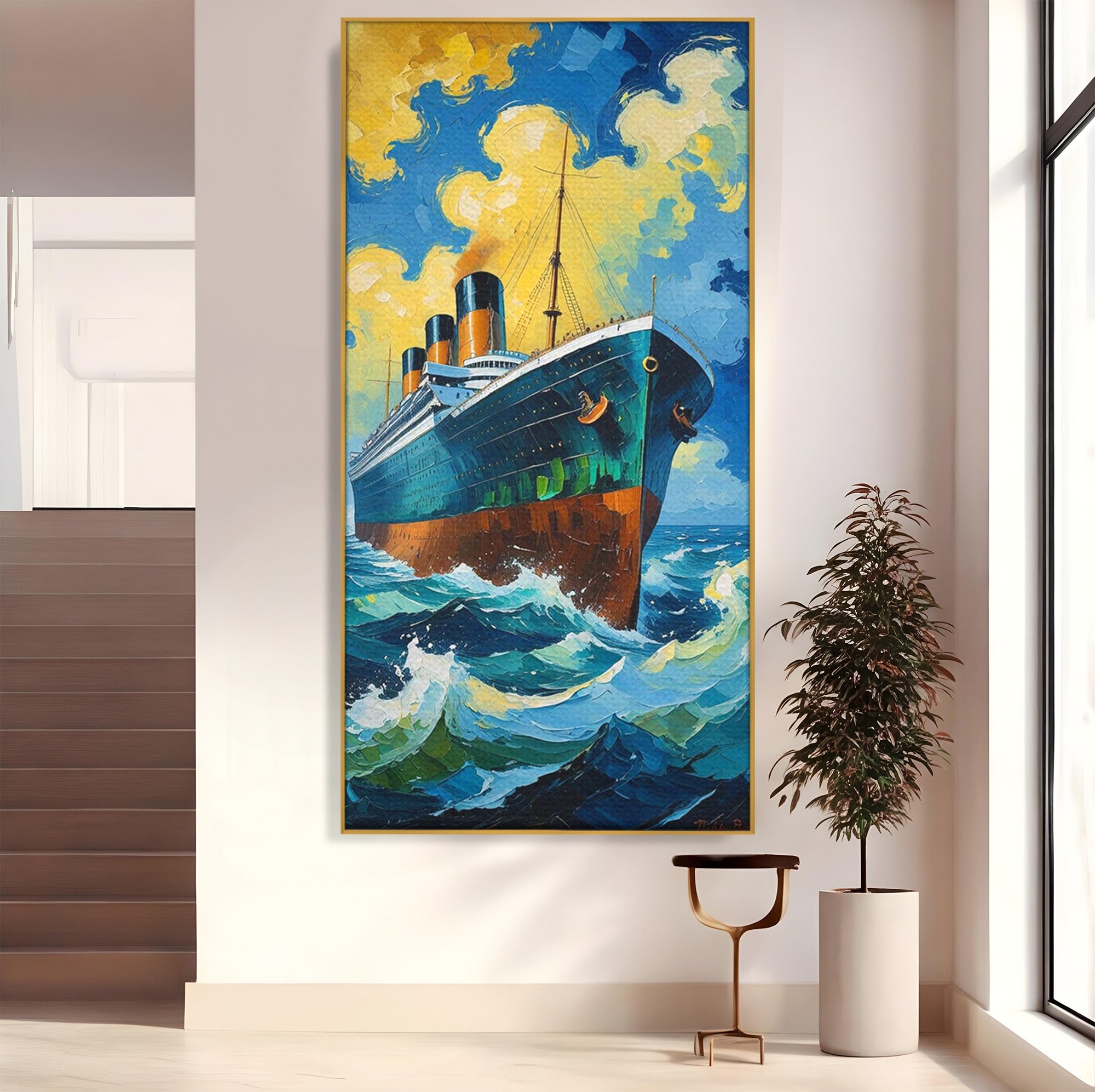 Tablou Canvas Premium LuxCanva® PI1168, Vasul De Pe Mare, Valuri, Ocean, Peisaj Marin, Calatorie, Living, Birou, Culori Vibrante