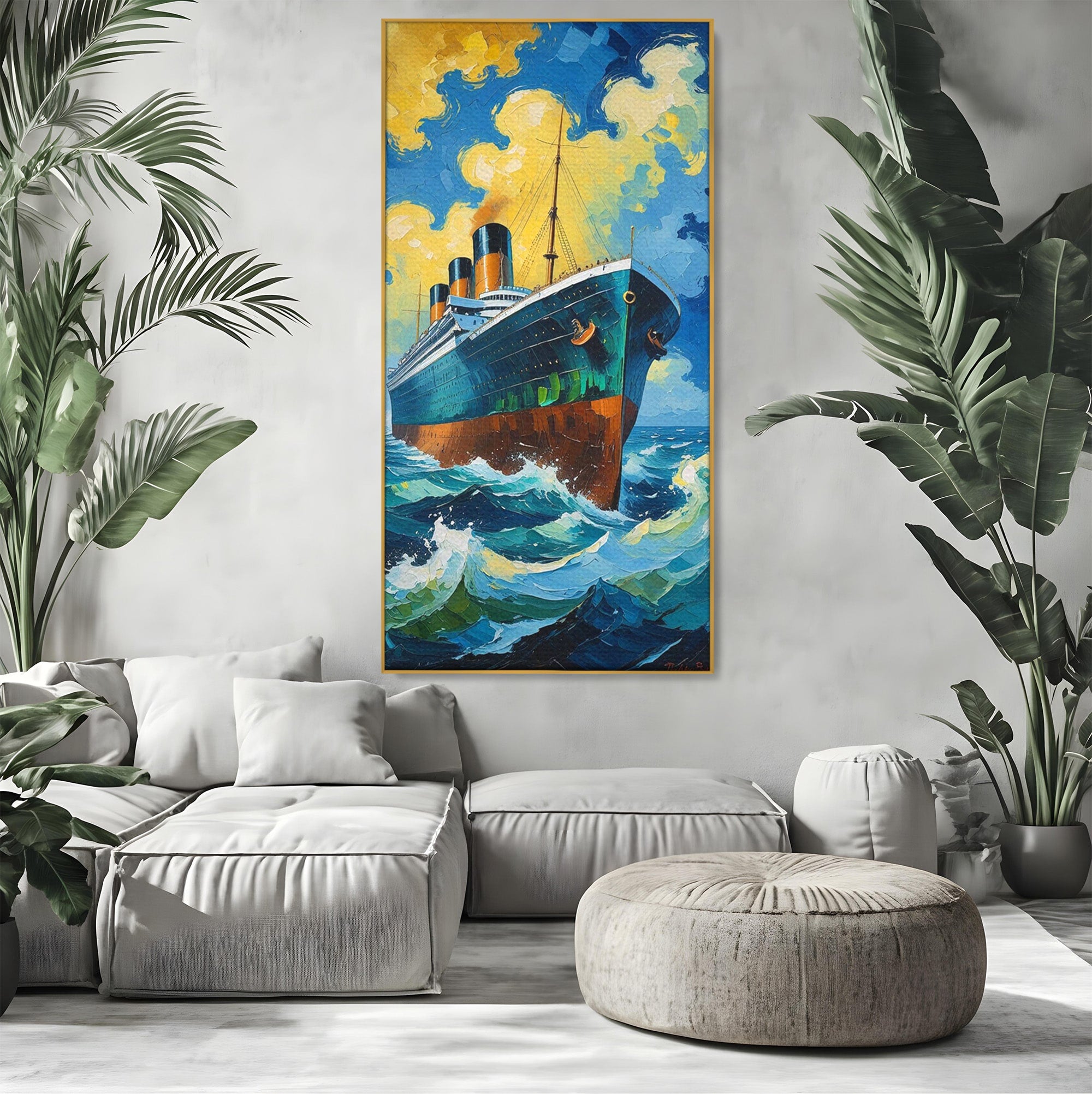 Tablou Canvas Premium LuxCanva® PI1168, Vasul De Pe Mare, Valuri, Ocean, Peisaj Marin, Calatorie, Living, Birou, Culori Vibrante