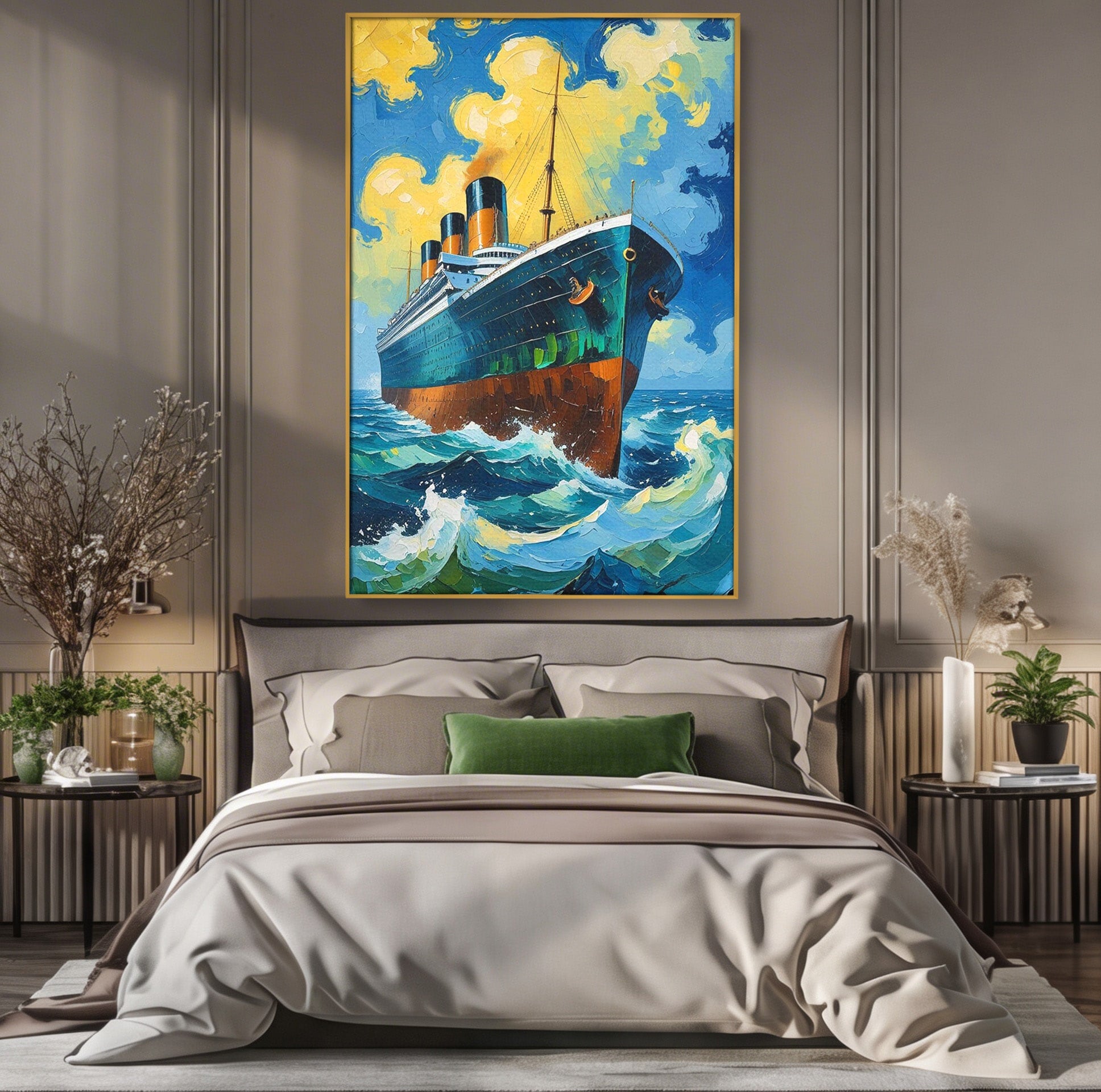 Tablou Canvas Premium LuxCanva® PI1168, Vasul De Pe Mare, Valuri, Ocean, Peisaj Marin, Calatorie, Living, Birou, Culori Vibrante