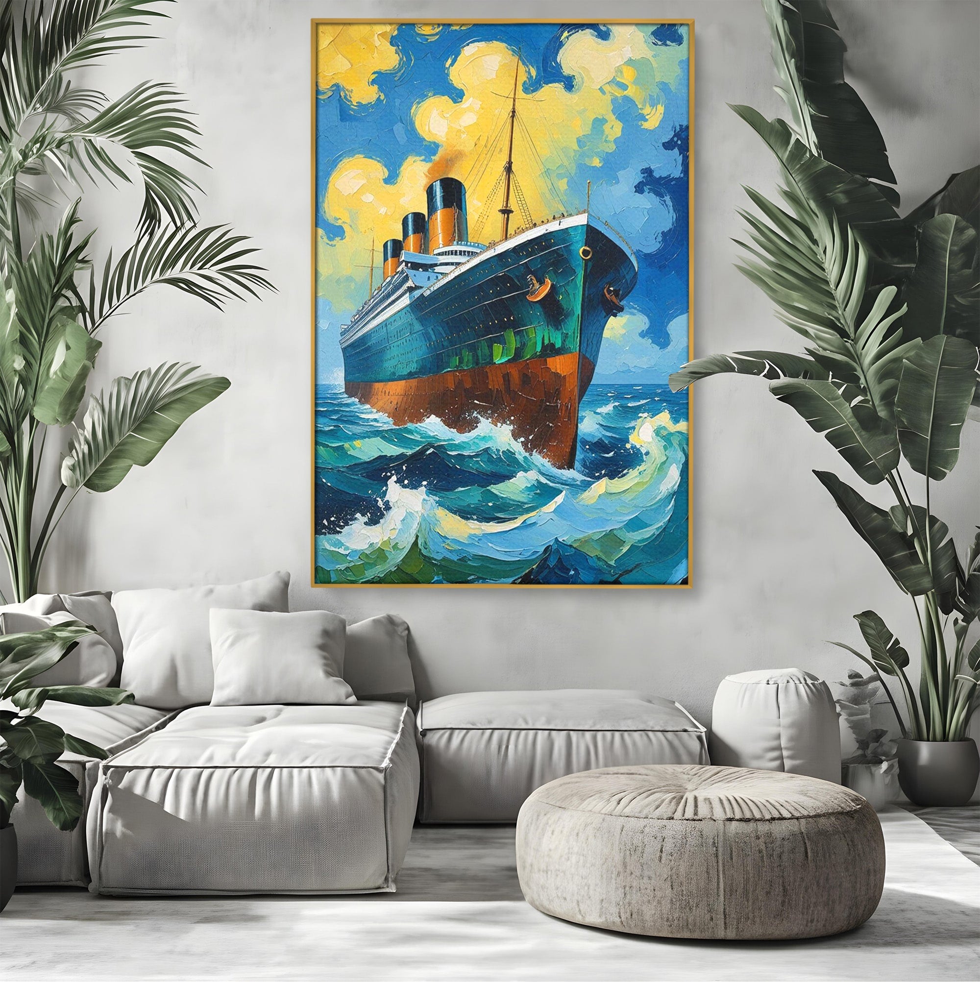 Tablou Canvas Premium LuxCanva® PI1168, Vasul De Pe Mare, Valuri, Ocean, Peisaj Marin, Calatorie, Living, Birou, Culori Vibrante