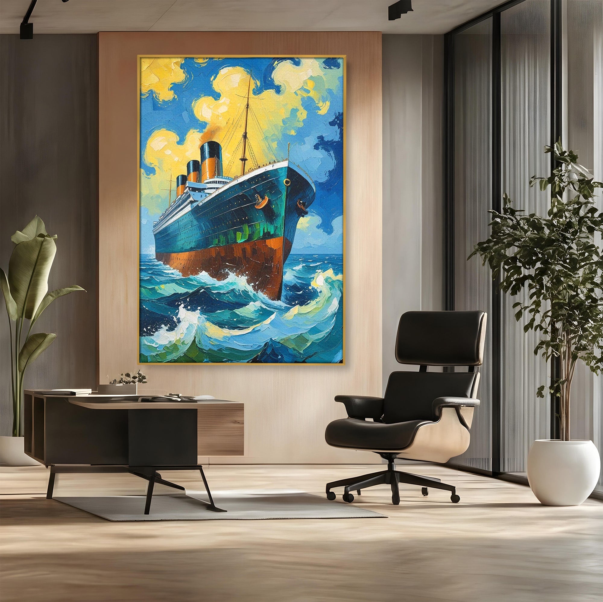 Tablou Canvas Premium LuxCanva® PI1168, Vasul De Pe Mare, Valuri, Ocean, Peisaj Marin, Calatorie, Living, Birou, Culori Vibrante