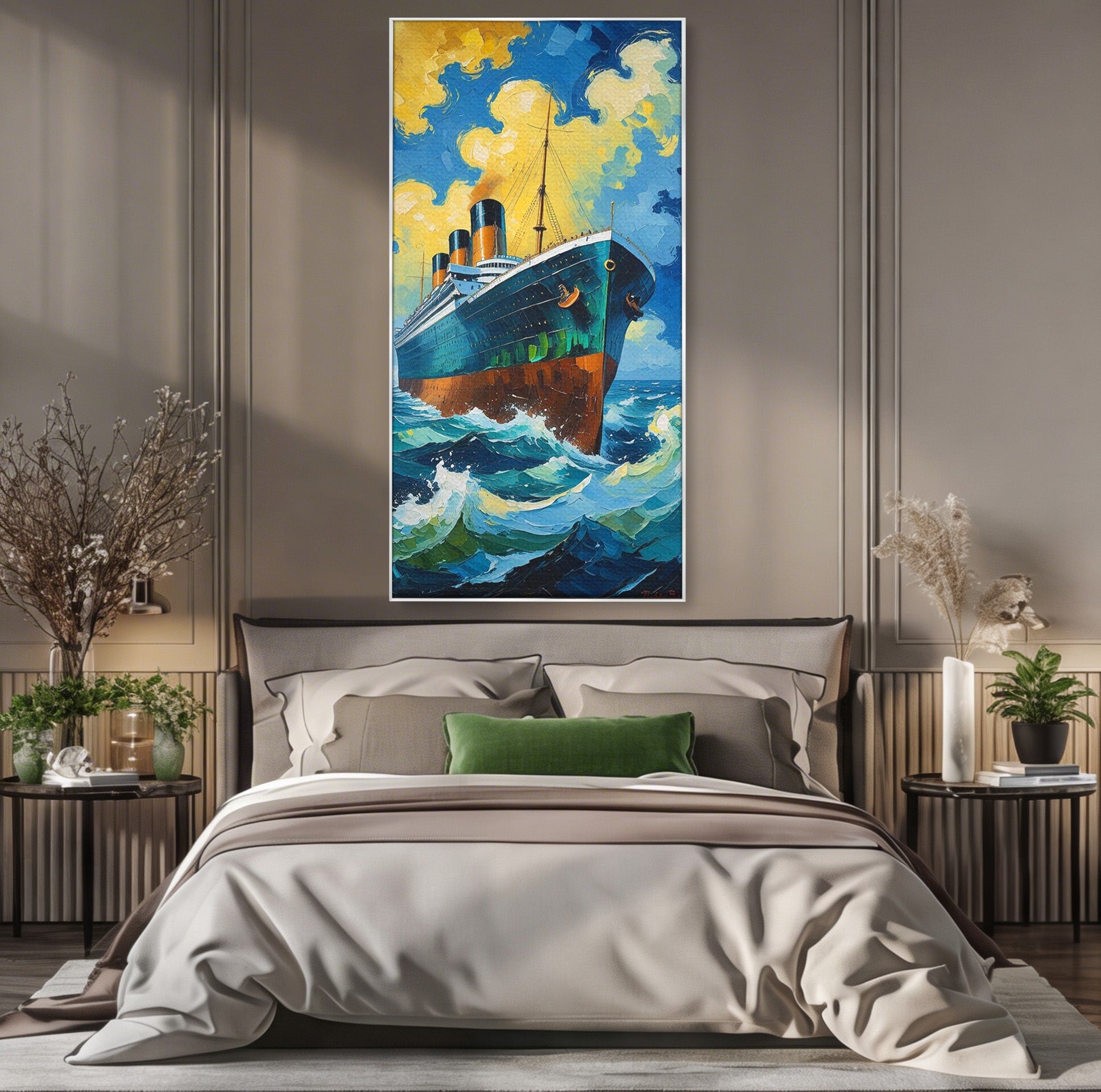 Tablou Canvas Premium LuxCanva® PI1168, Vasul De Pe Mare, Valuri, Ocean, Peisaj Marin, Calatorie, Living, Birou, Culori Vibrante