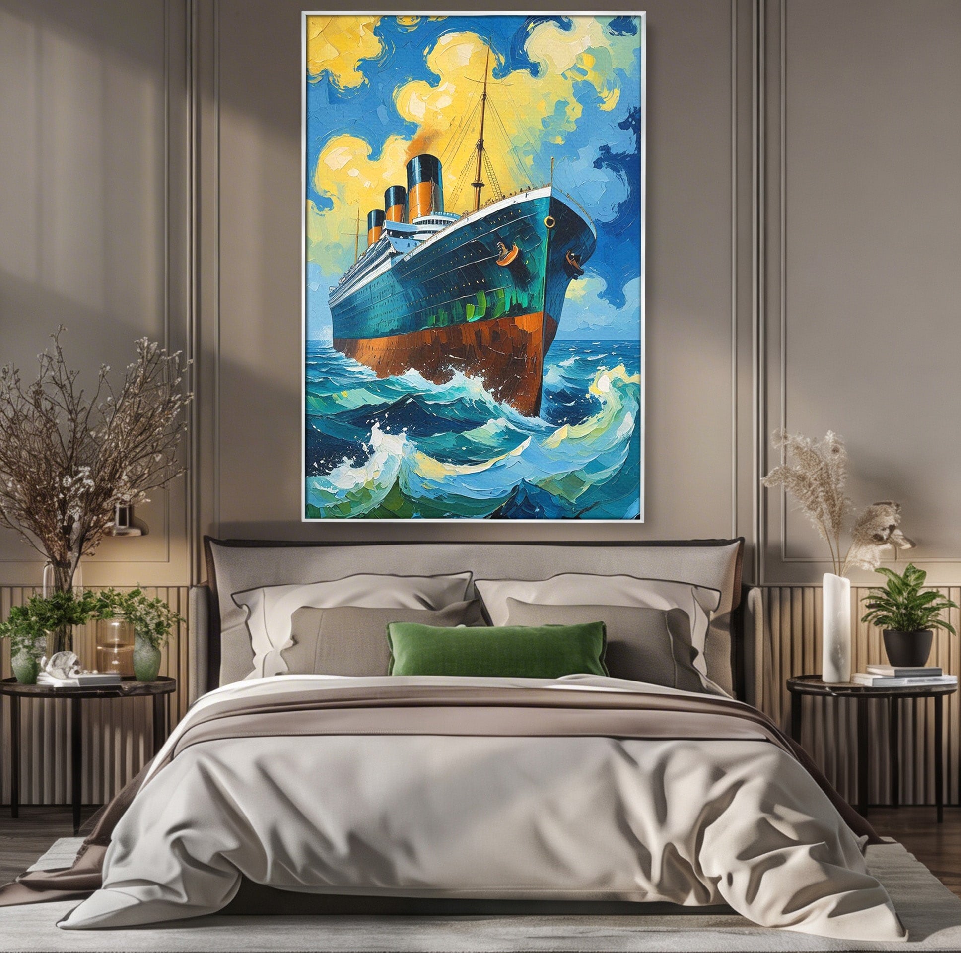 Tablou Canvas Premium LuxCanva® PI1168, Vasul De Pe Mare, Valuri, Ocean, Peisaj Marin, Calatorie, Living, Birou, Culori Vibrante