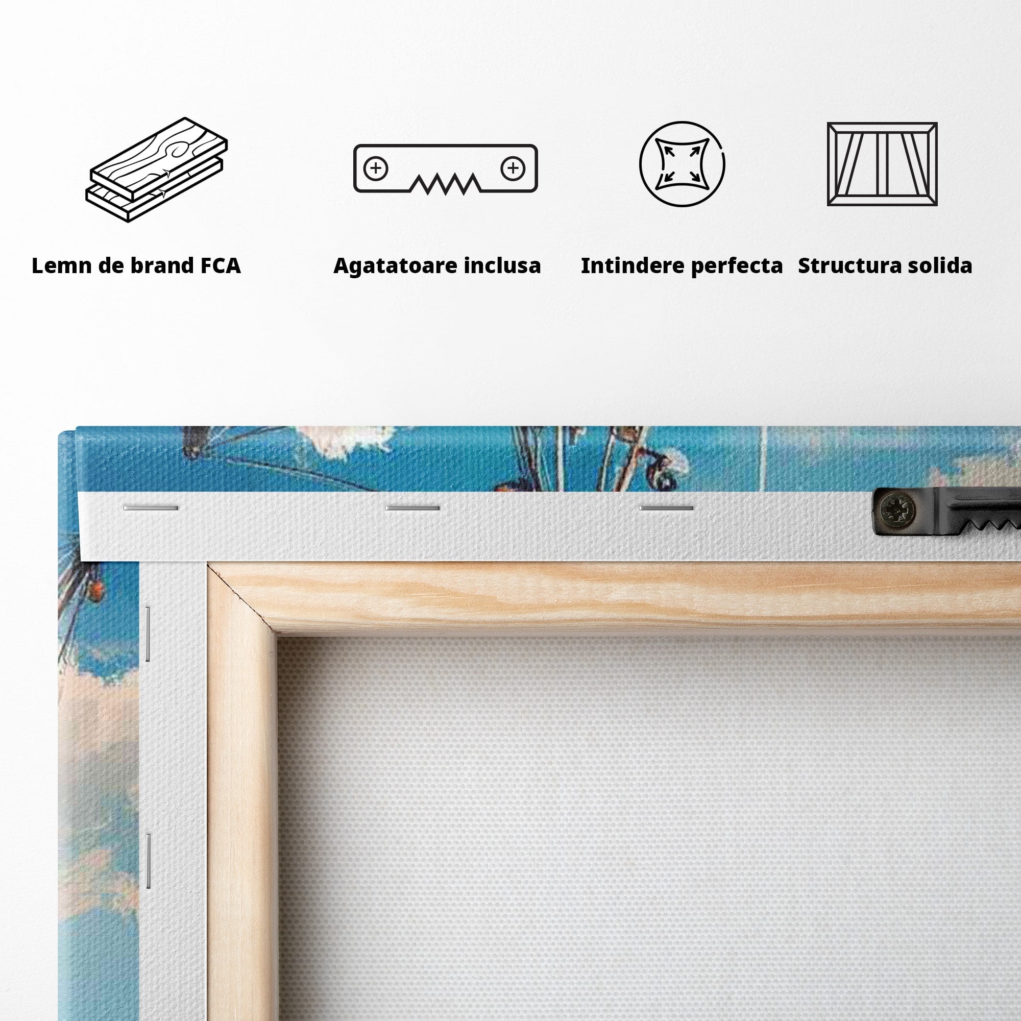 Tablou Canvas Premium LuxCanva® PI1169, Vaporul Pescarilor, Pescador, Pescarusi, Mare, Valuri, Living, Culori Vibrante