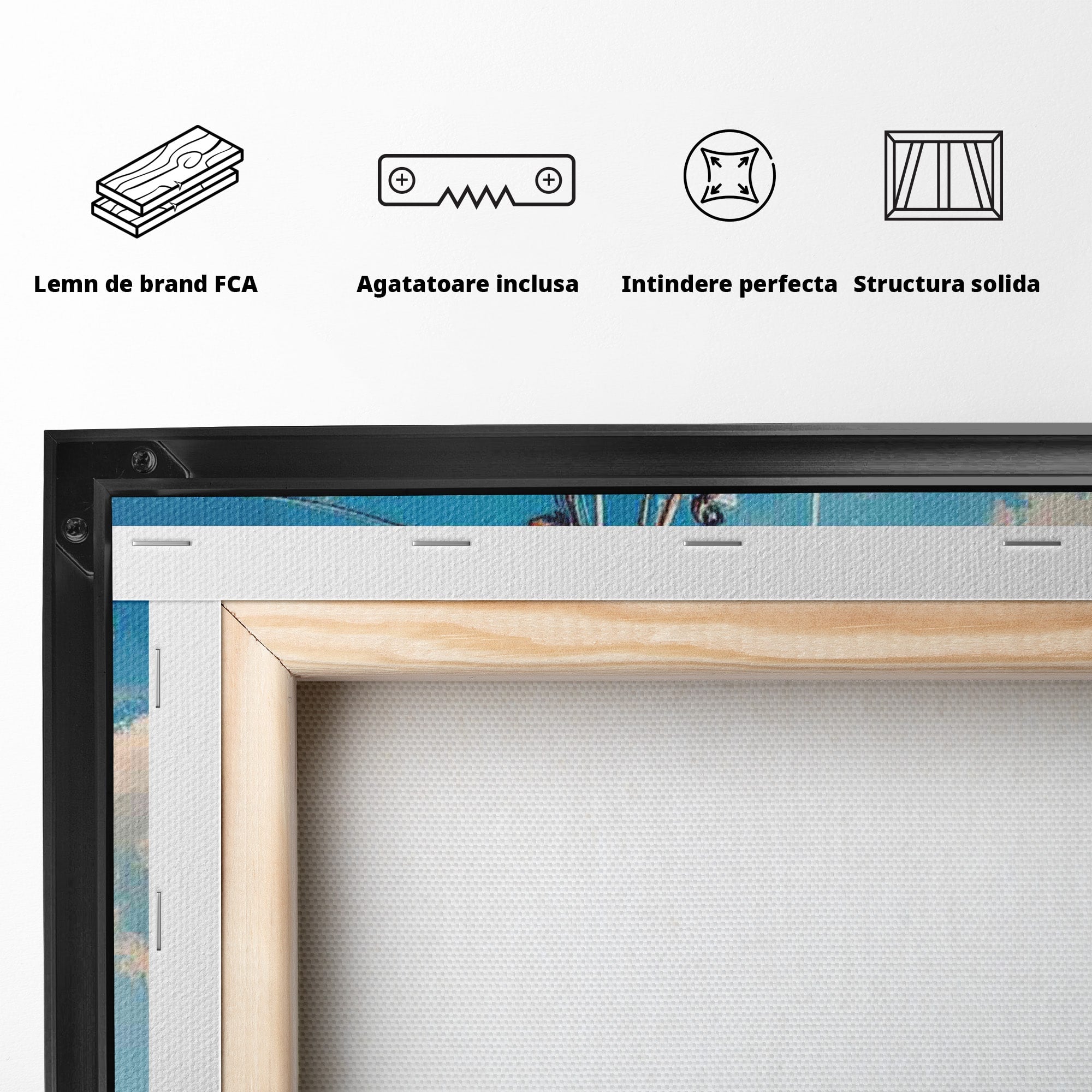 Tablou Canvas Premium LuxCanva® PI1169, Vaporul Pescarilor, Pescador, Pescarusi, Mare, Valuri, Living, Culori Vibrante