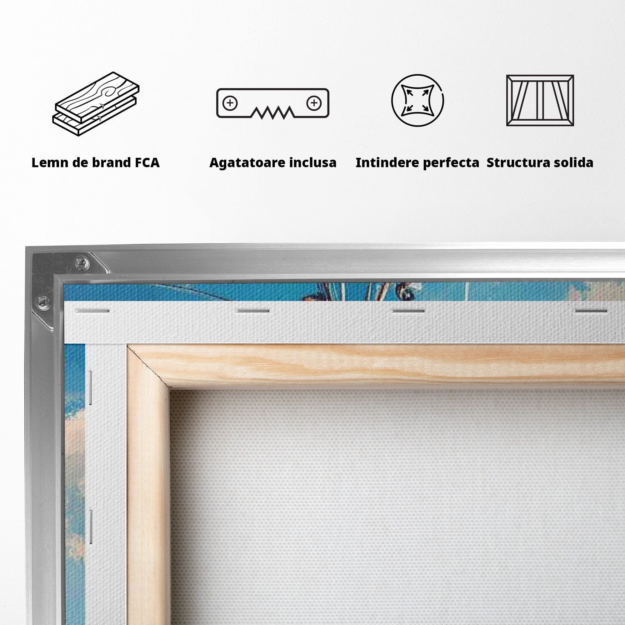 Tablou Canvas Premium LuxCanva® PI1169, Vaporul Pescarilor, Pescador, Pescarusi, Mare, Valuri, Living, Culori Vibrante