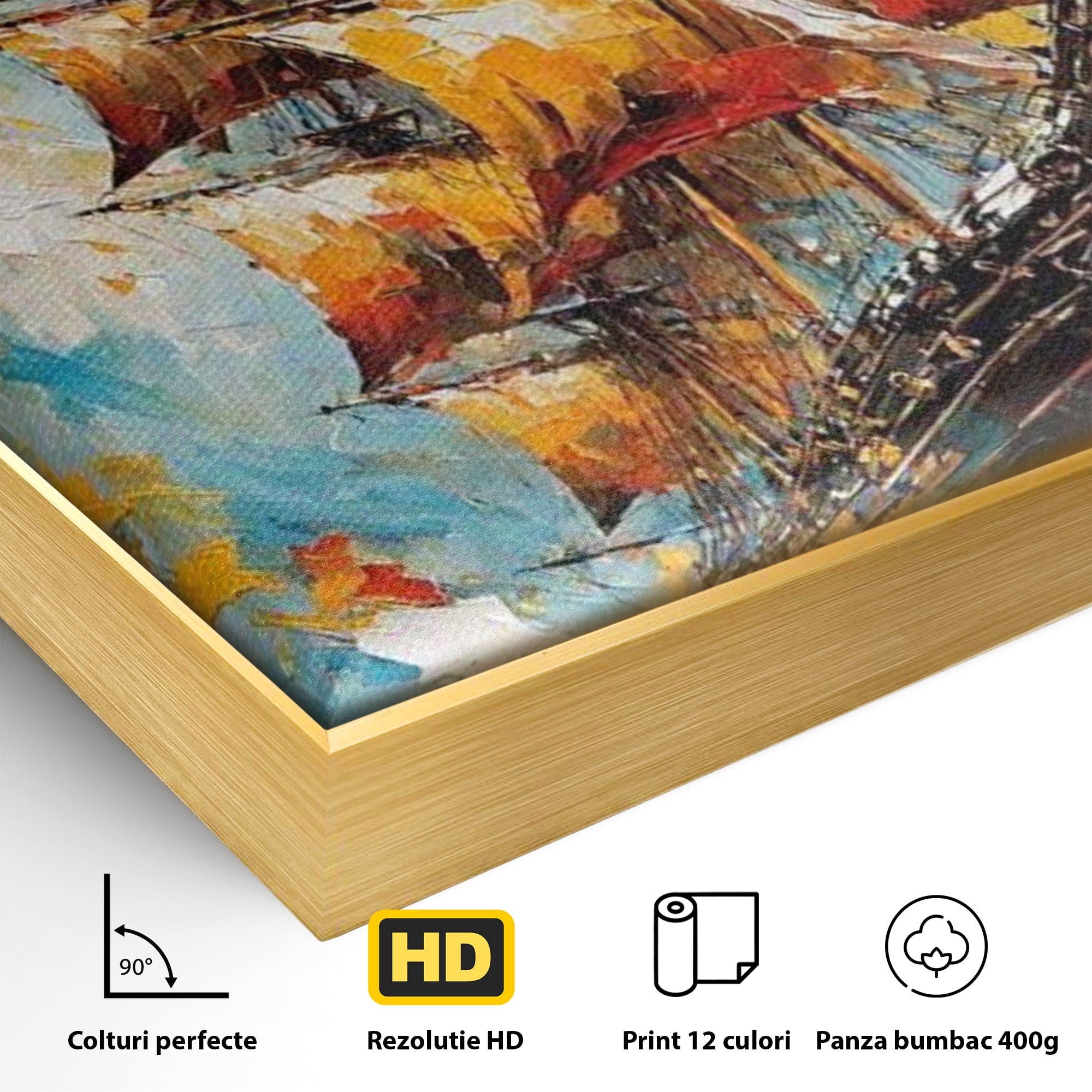 Tablou Canvas Premium LuxCanva® PI1170, Corabie In Vant, Velier, Mare, Ancora, Aventura, Living, Culori Vibrante