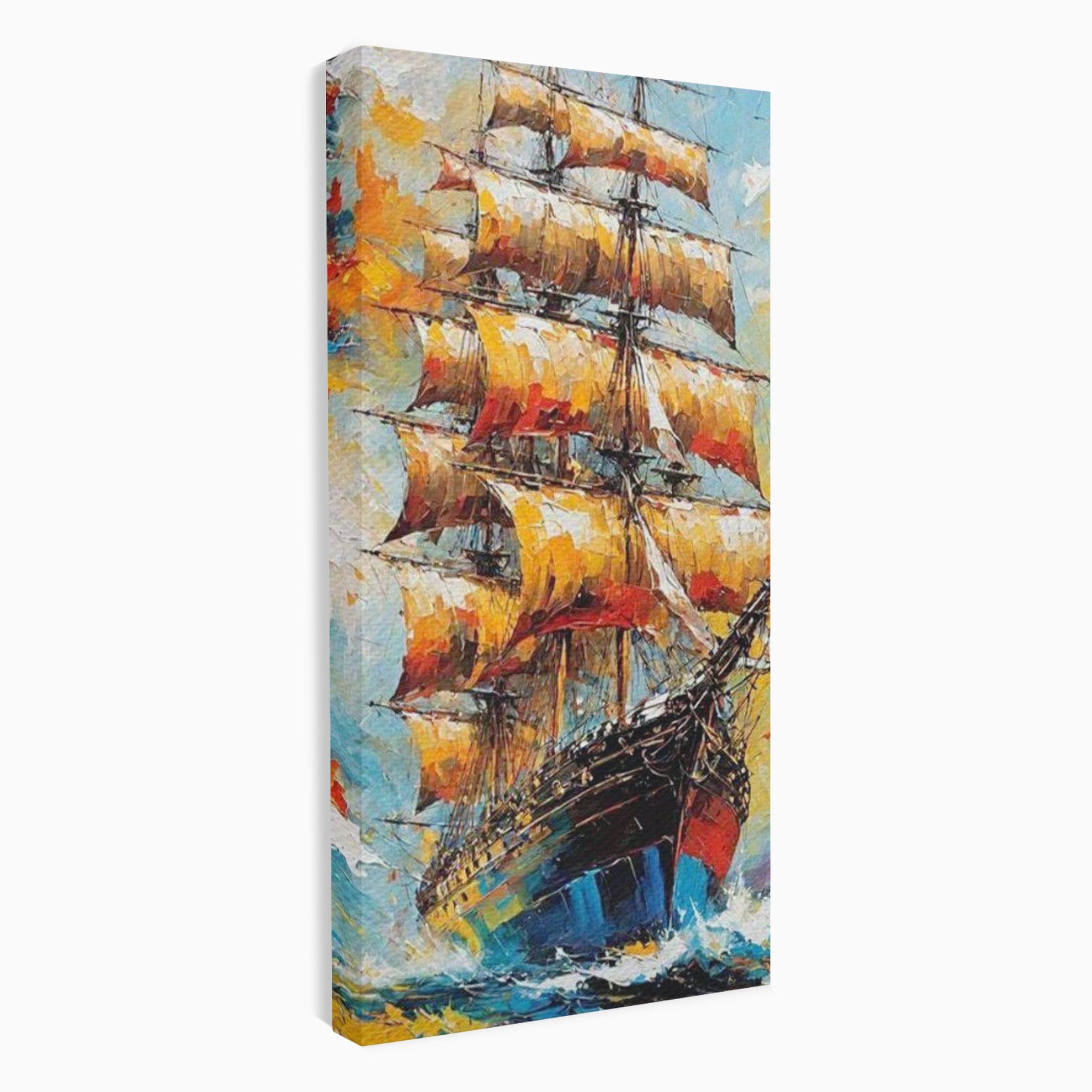 Tablou Canvas Premium LuxCanva® PI1170, Corabie In Vant, Velier, Mare, Ancora, Aventura, Living, Culori Vibrante