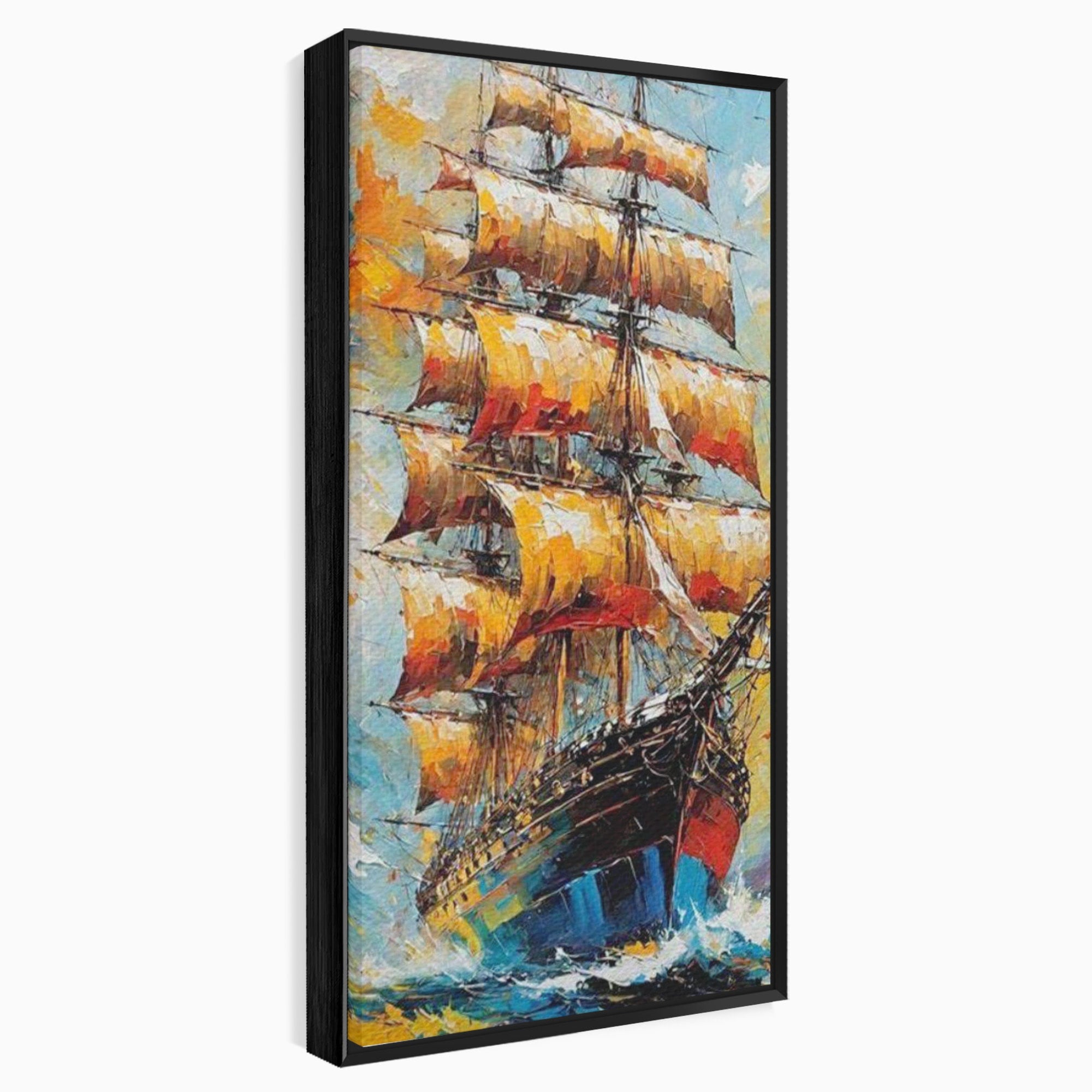 Tablou Canvas Premium LuxCanva® PI1170, Corabie In Vant, Velier, Mare, Ancora, Aventura, Living, Culori Vibrante